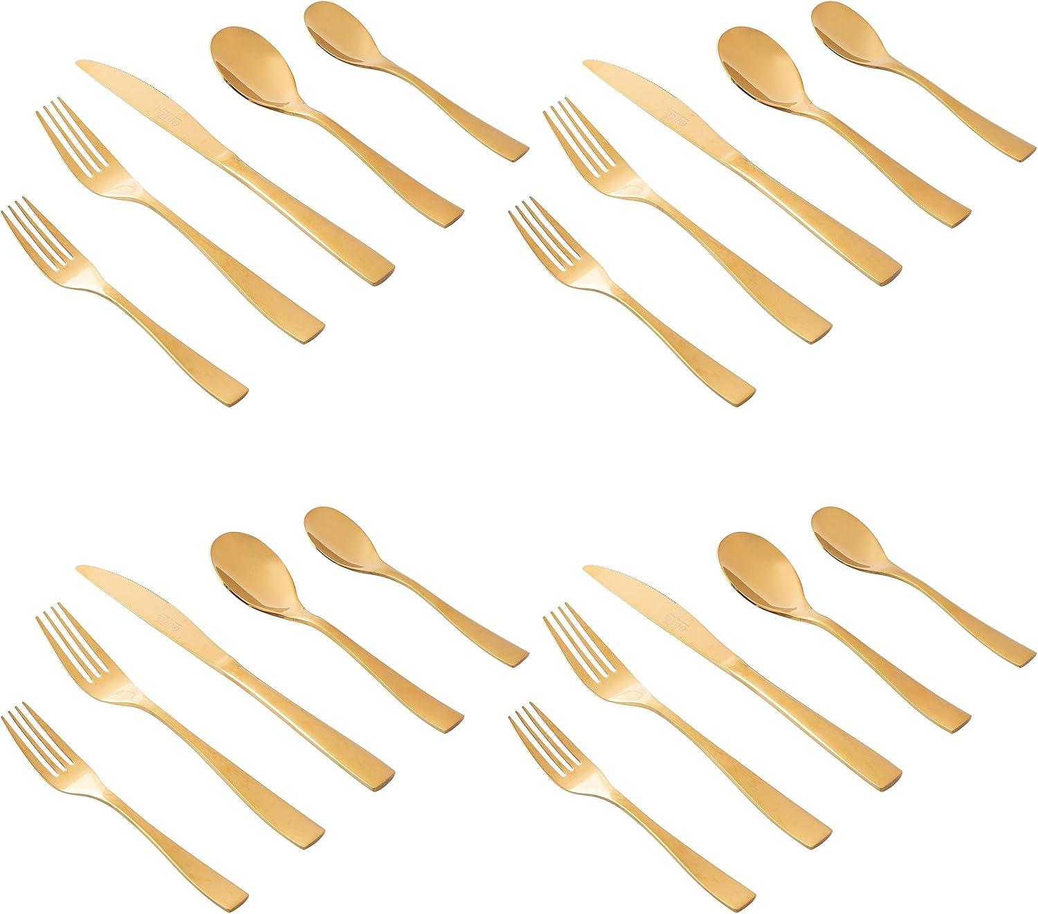 Gibson Elite Holland Road 20 Piece Gold Stainless Steel Flatware Set
