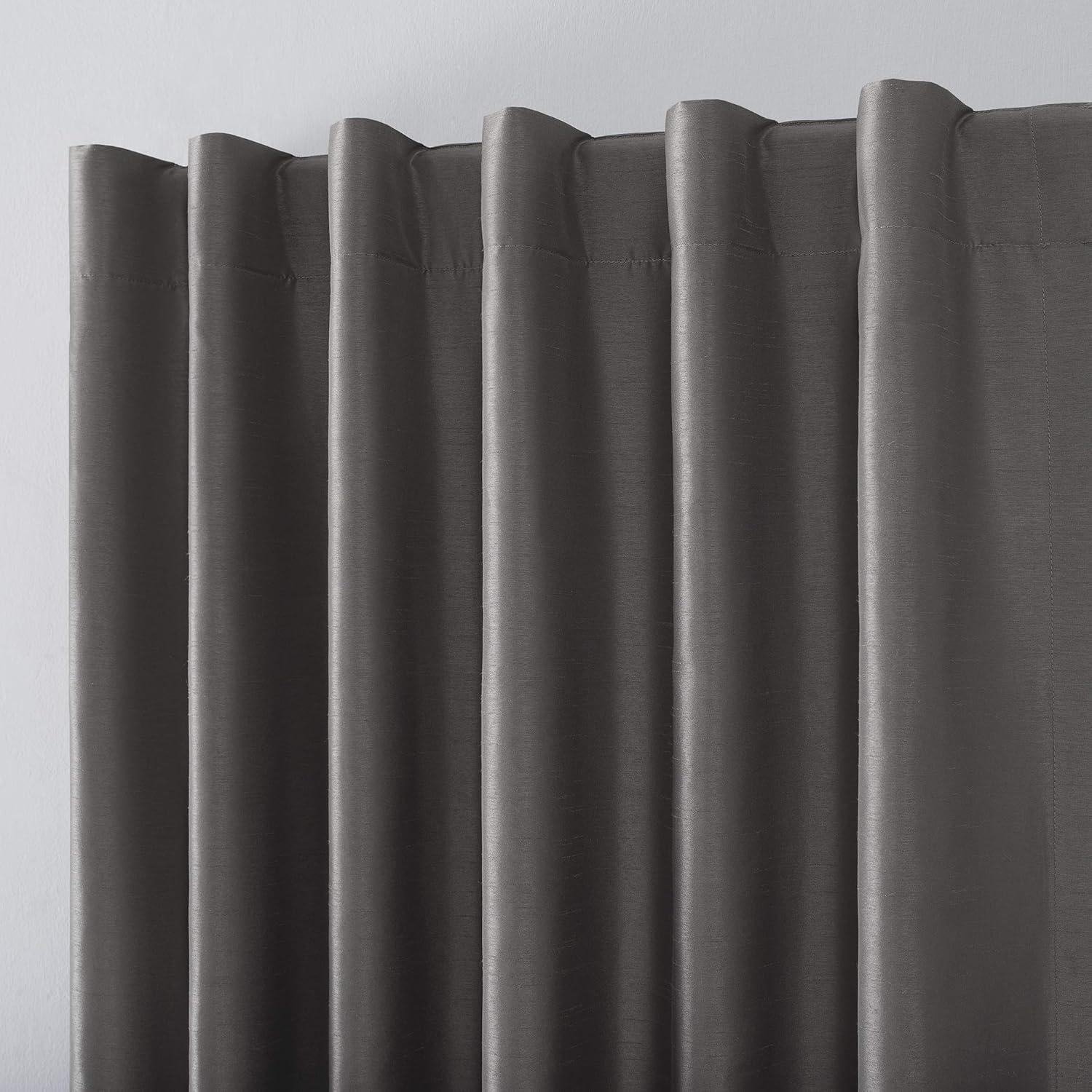 Faux Dupioni Silk Thermal Extreme 100% Blackout Back Tab Curtain Panel