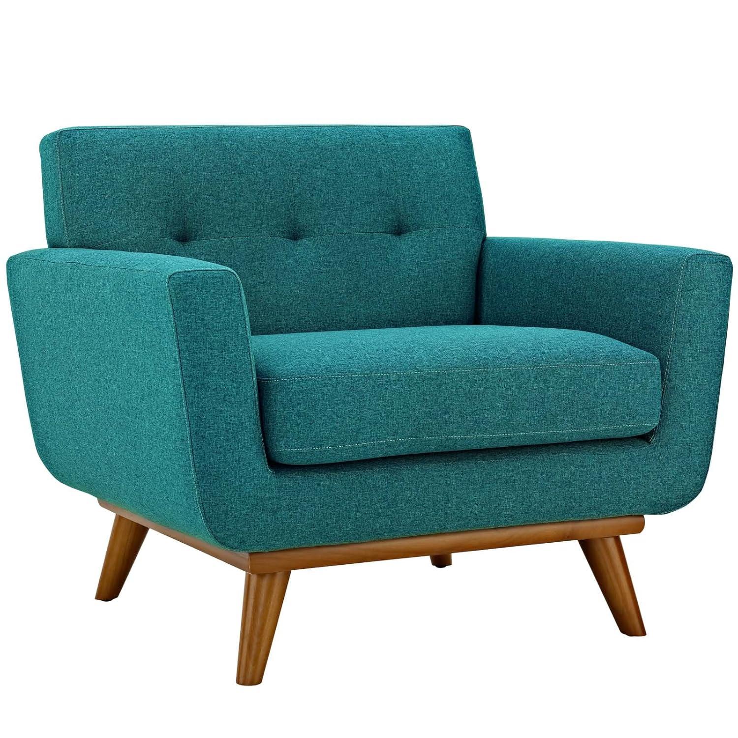 Modway Engage Upholstered Fabric Armchair in Teal