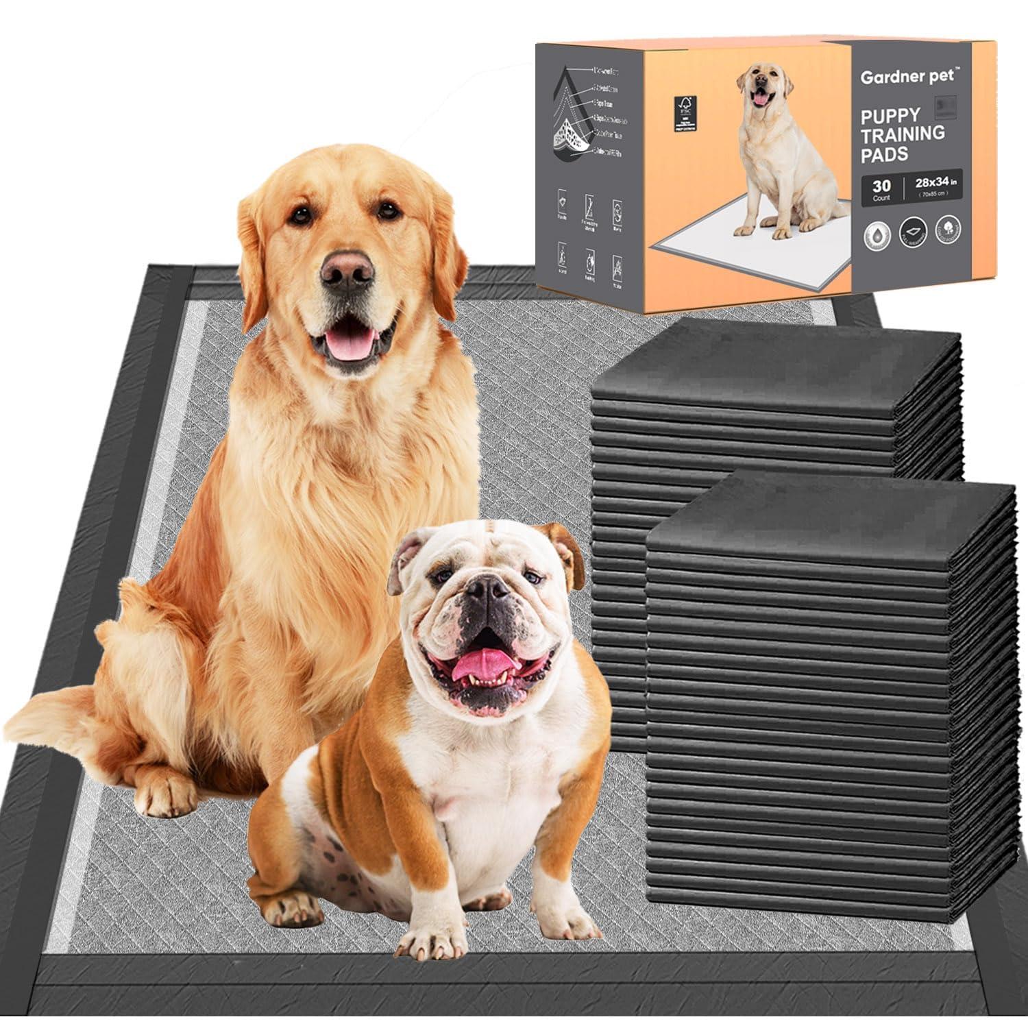 Gardner Pet Pee Pads for Dogs - 28 x 34 inchs - 100 Count - Activated carbon - Leak-Proof & Odor-Control - Full Edge Wrapping Pad