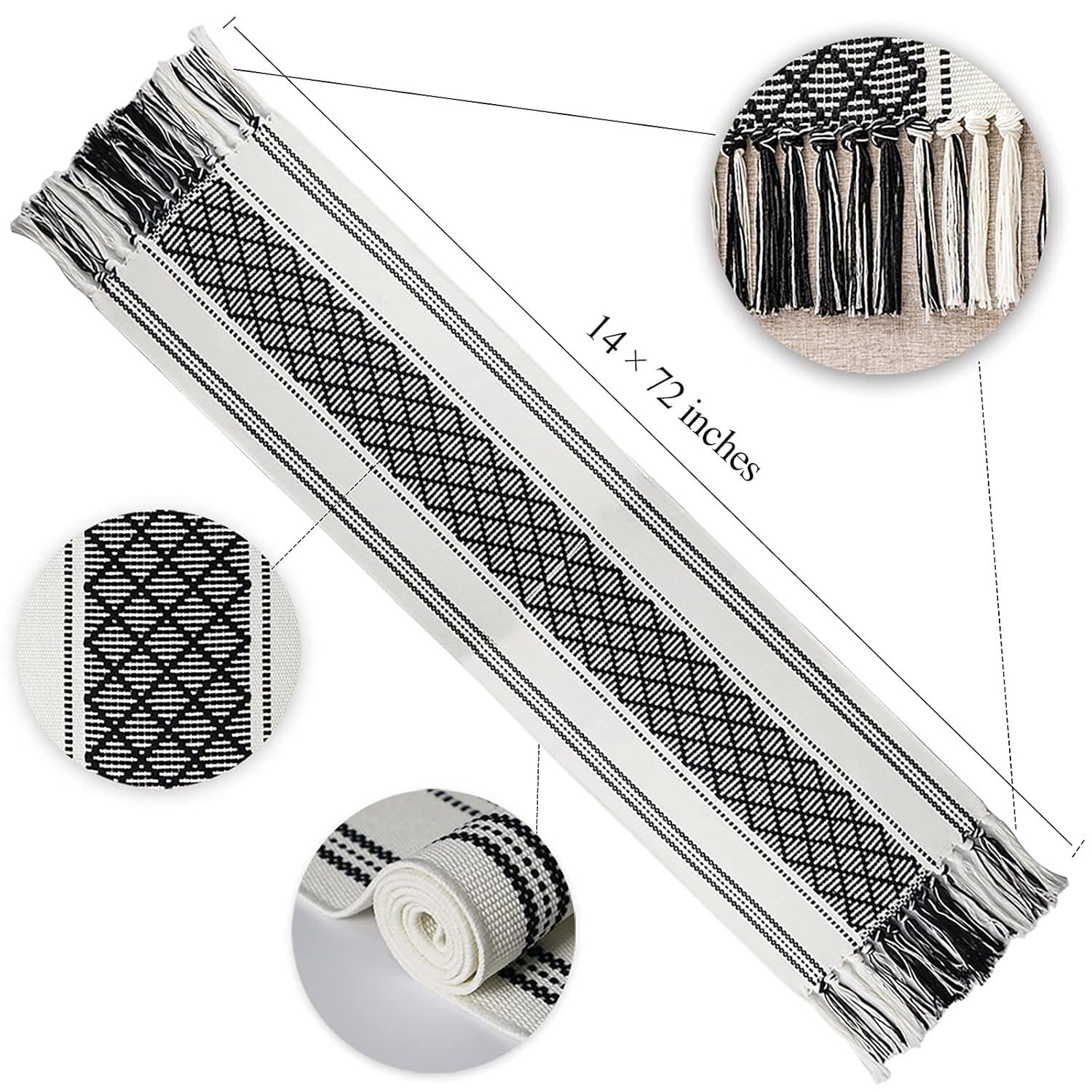 Oveesha Boho Cotton Woven Table Runner With Tassels