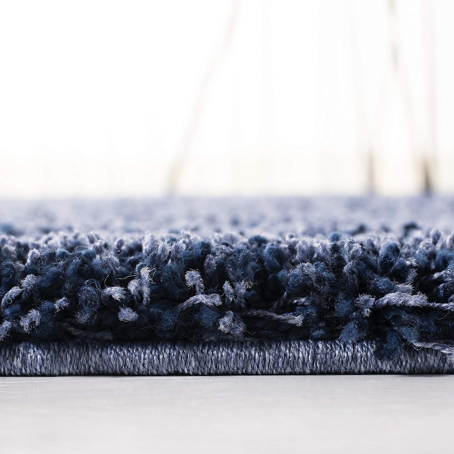 SAFAVIEH California Solid Plush Shag Area Rug, Navy, 8' x 8' Square