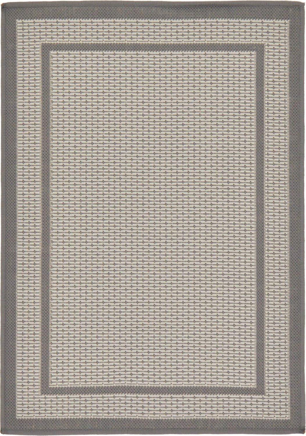 Unique Loom Outdoor Border Collection Area Rug - Border (2' 2" x 3' 1" Rectangle Gray/Silver)