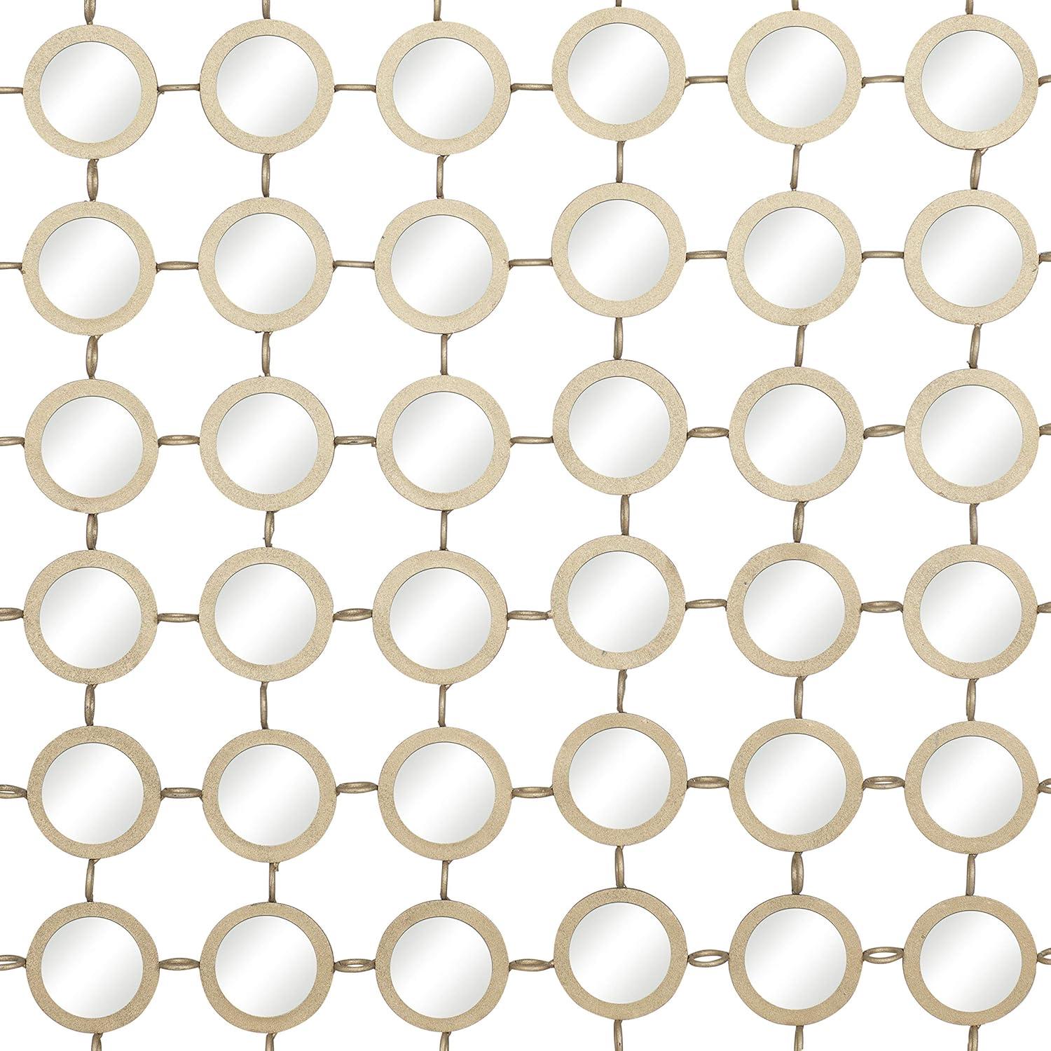 DecMode 40" x 40" Gold Geometric Wall Mirror with Grid Pattern
