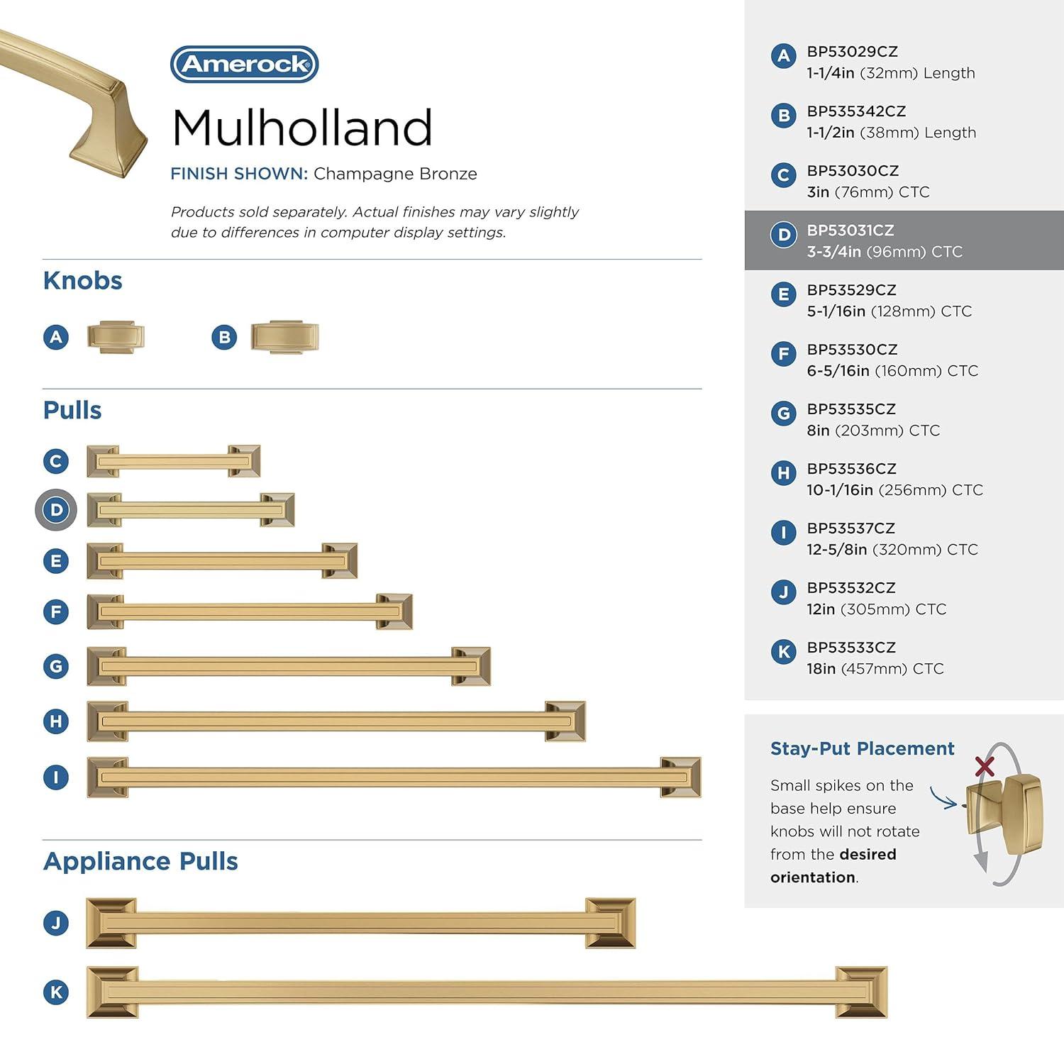 Mulholland 3 3/4" Center to Center Bar Pull
