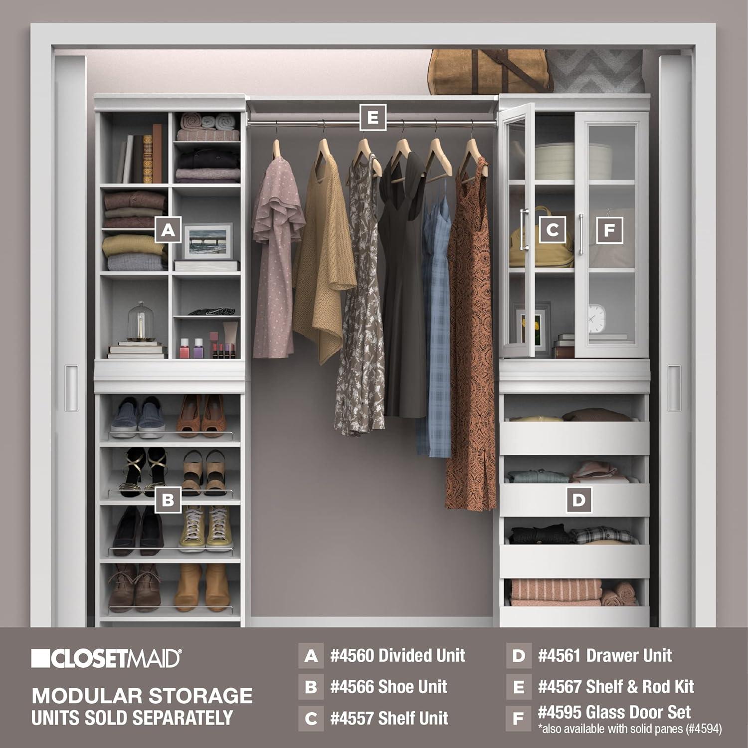 White Modular Closet Shelf and Hang Rod Kit