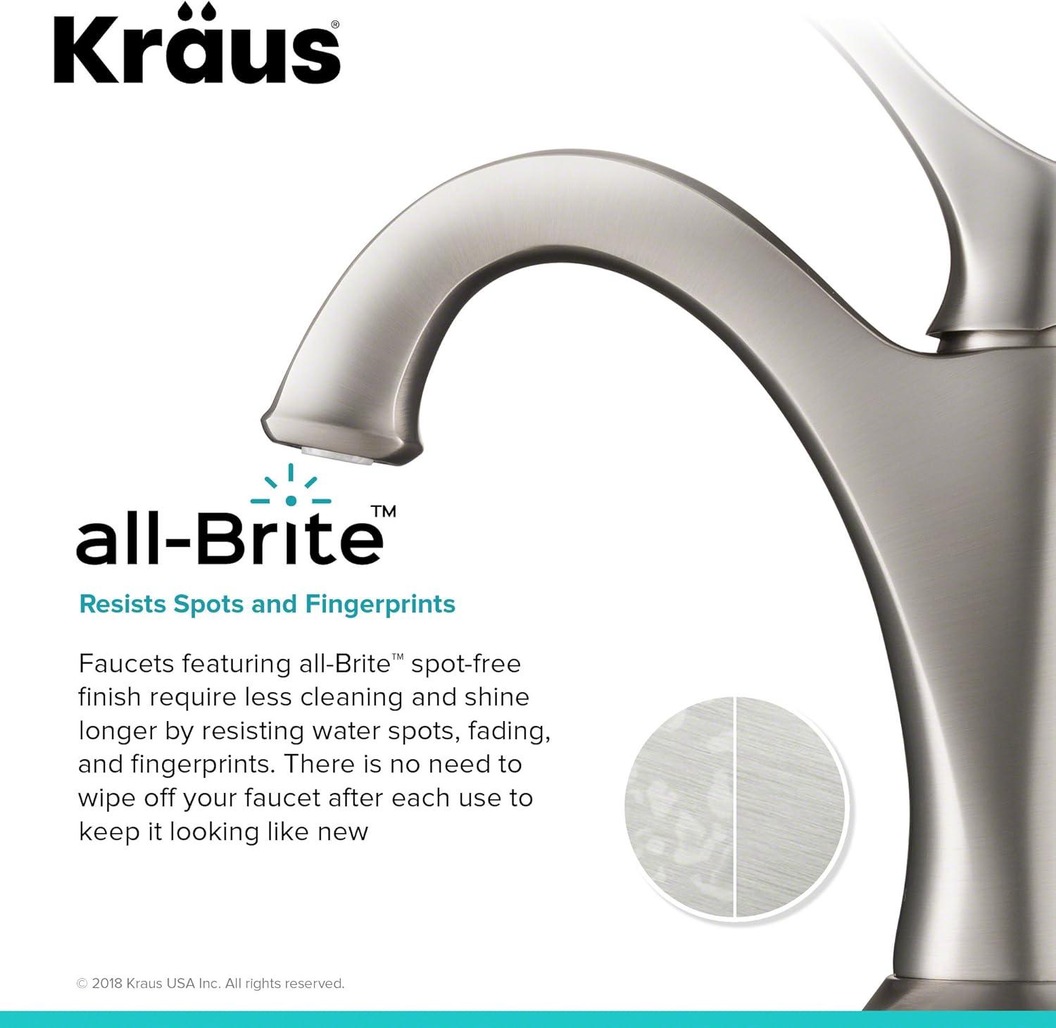 Kraus Arlo Single Hole 1-Handle WaterSense Bathroom Sink Faucet with Drain and Deck Plate