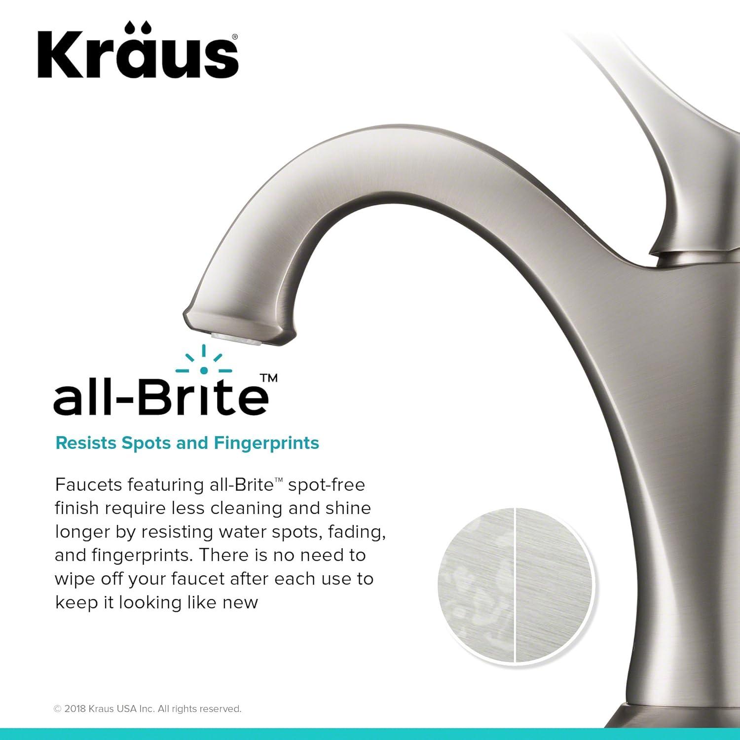 Kraus Arlo Single Hole 1-Handle WaterSense Bathroom Sink Faucet with Drain and Deck Plate