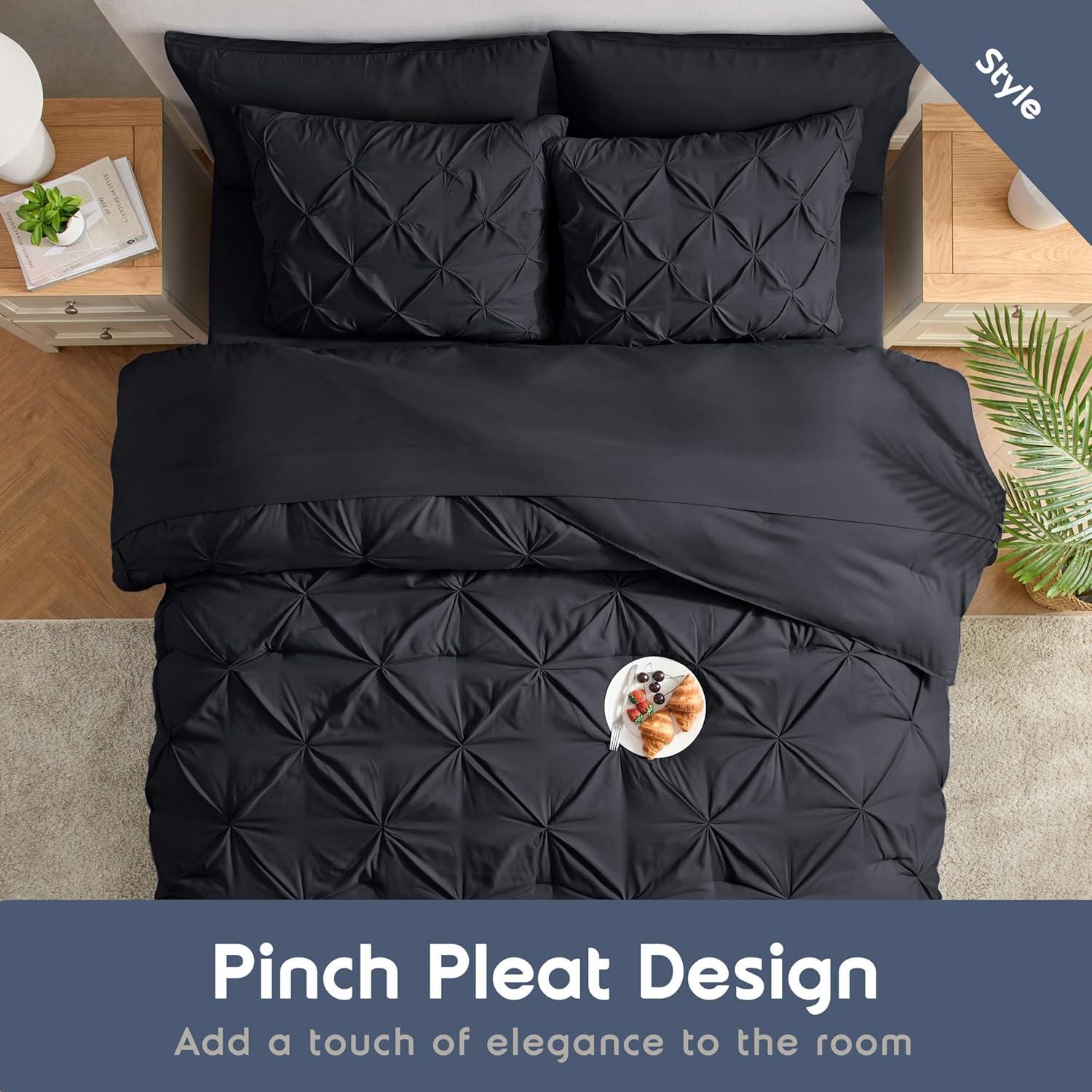 Nestl Bed-in-A-Bag Pleated Comforter Set with Bed Sheets