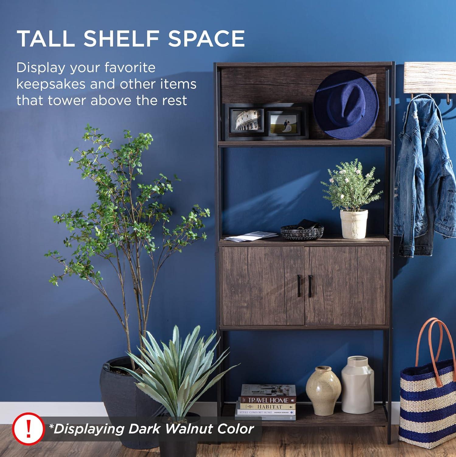 Best Choice Products Storage Bookshelf for Living Room, Walkway w/ Enclosed Cabinet, Elevated Design