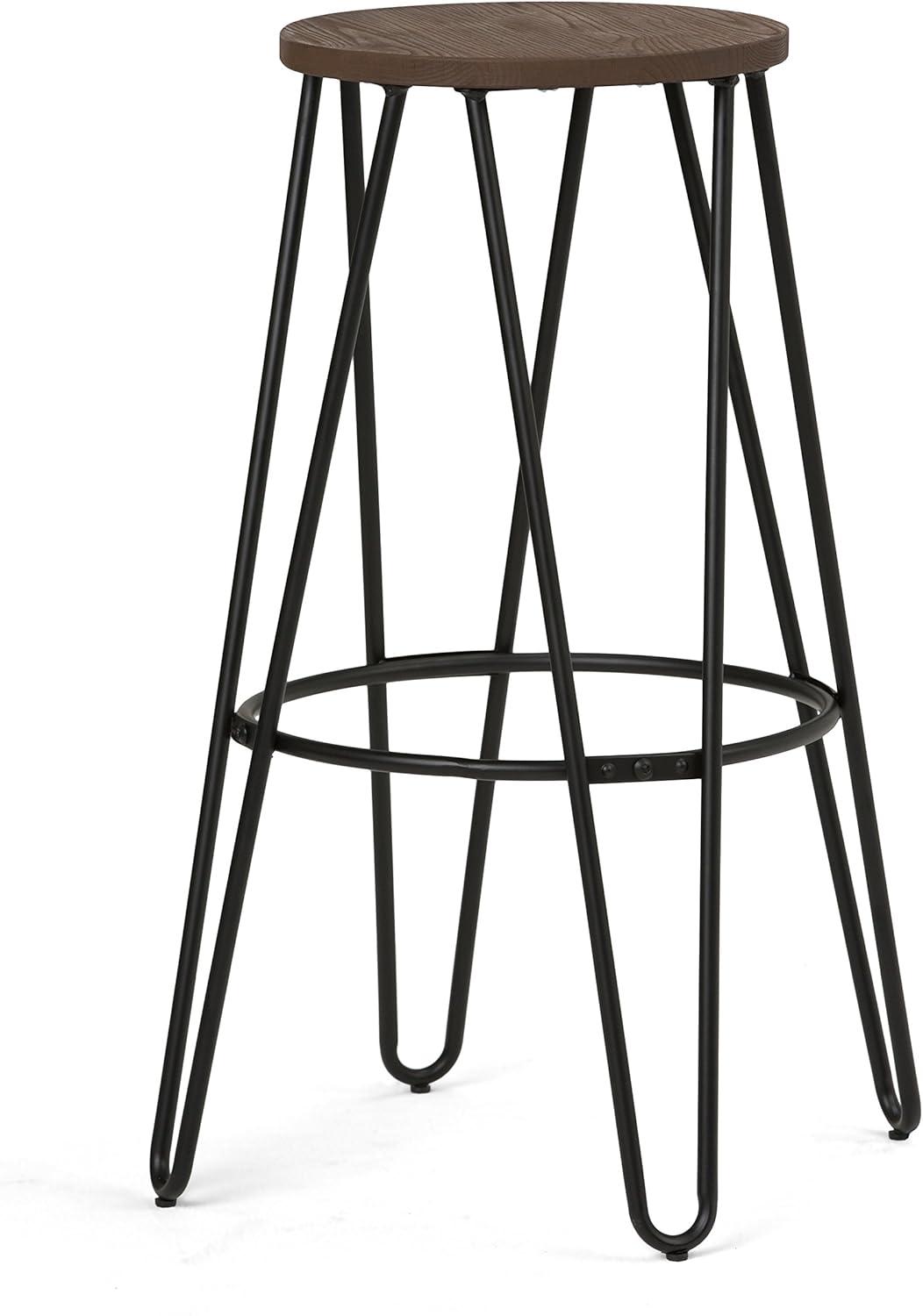 Cocoa Brown and Black 30" Industrial Metal and Wood Bar Stool