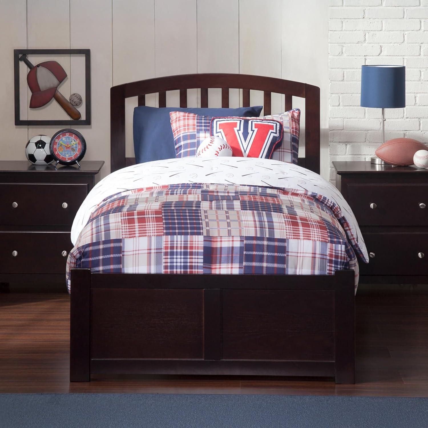 Richmond Twin Extra Long Bed with Footboard and Twin Extra Long Trundle in Espresso