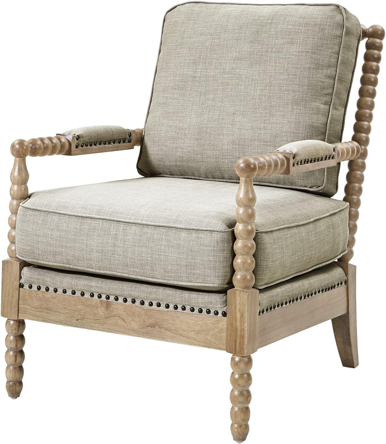 Donohue Light Grey Solid Wood Nailhead Trim Accent Chair