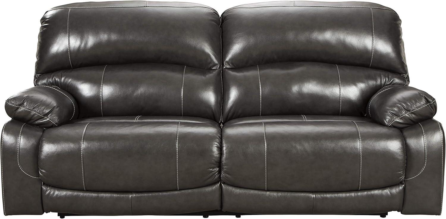 Gray Faux Leather Power Reclining Sofa with Pillow-top Arms