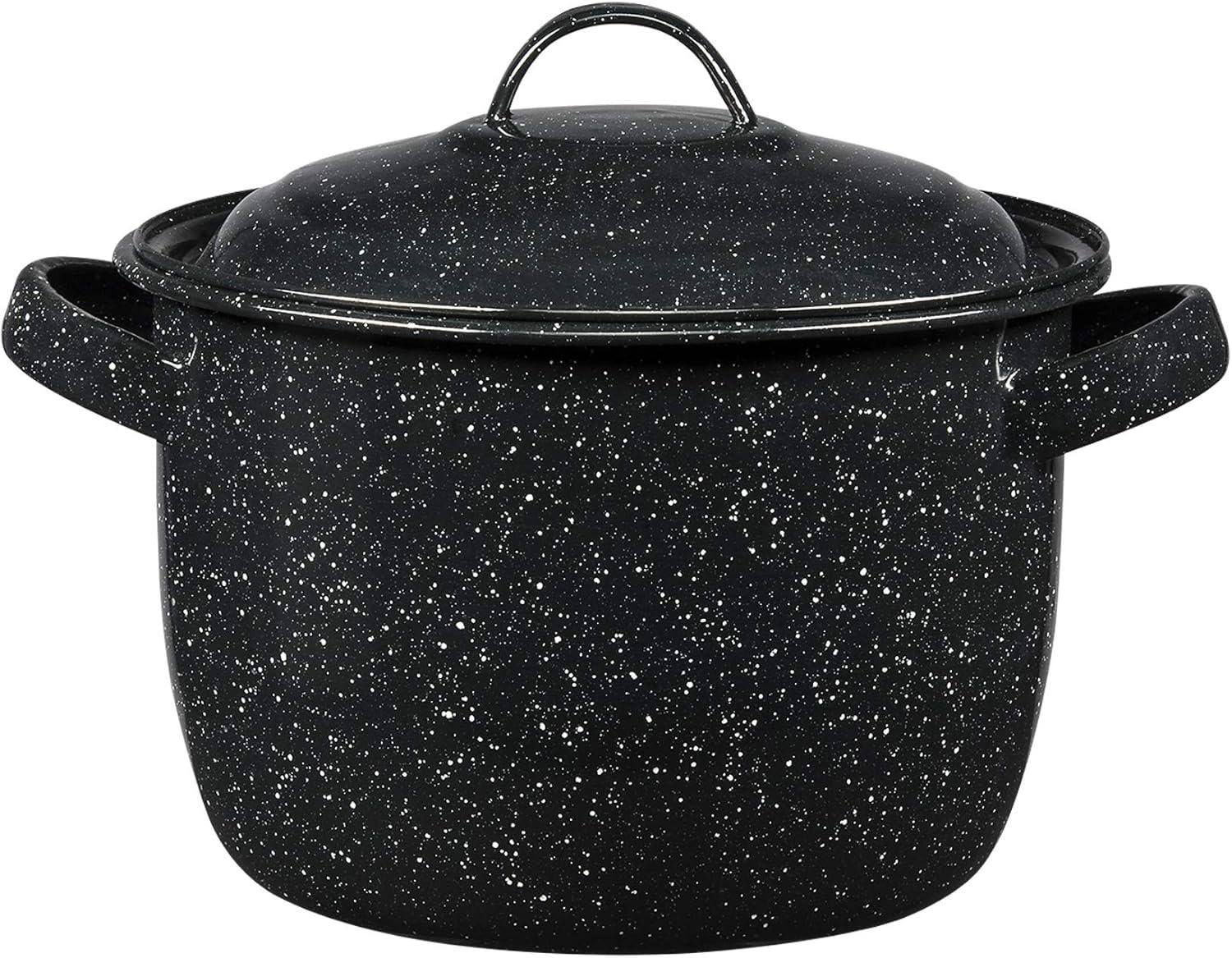 Granite Ware Porcelain Enamel Pot With Lid 8.6 in. 4 qt Black
