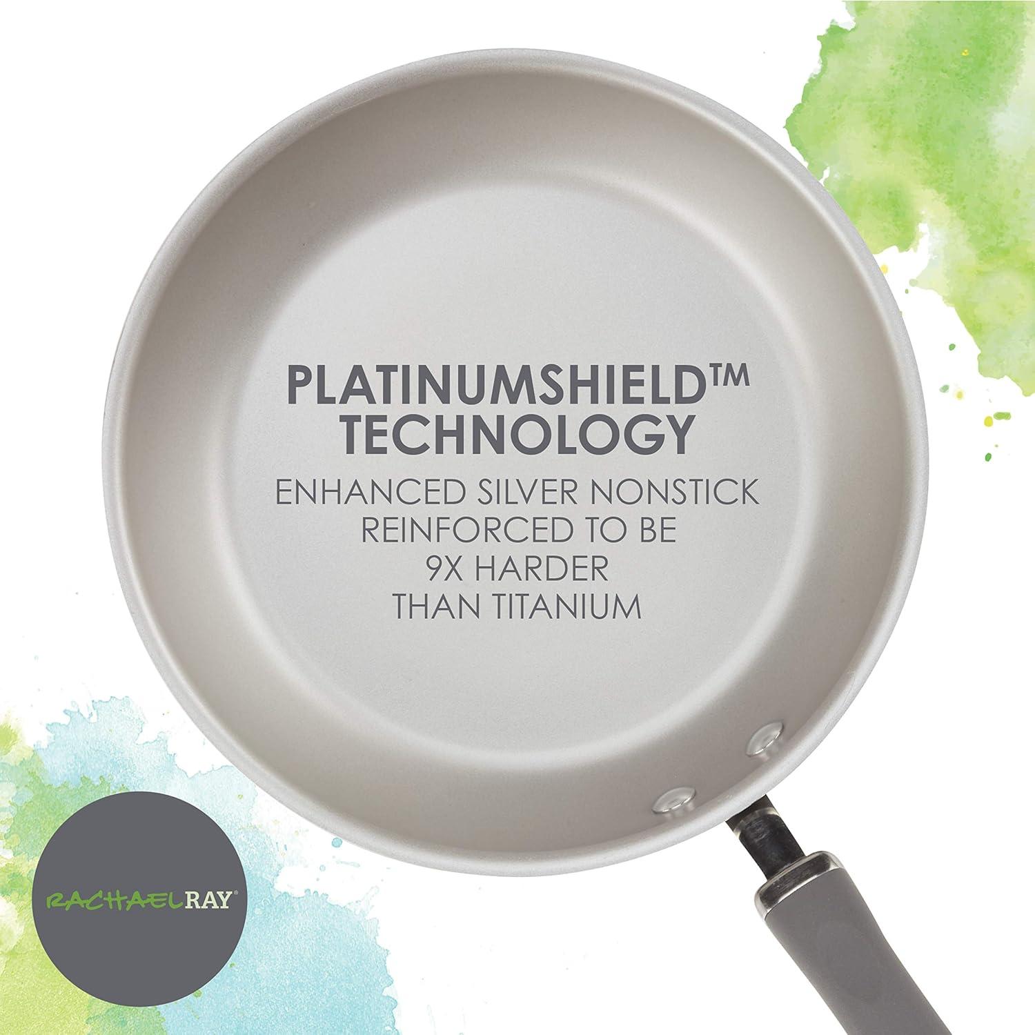 Gray Shimmer 13-Piece Nonstick Aluminum Cookware Set with Stainless Steel Handles