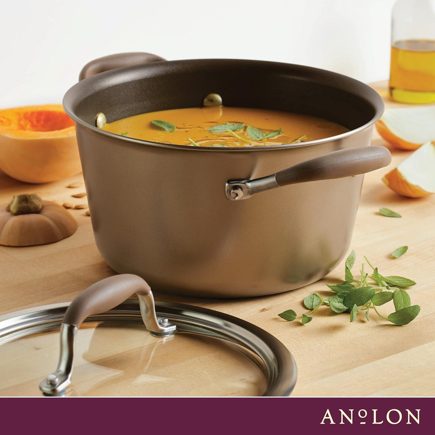 Anolon Advanced Home Hard-Anodized Nonstick Tapered Sauce Pan/Saucepot, 4.5-Quart