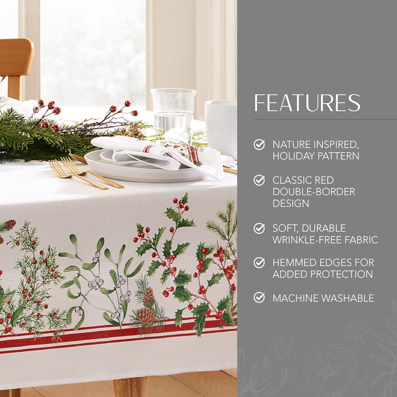 Elrene Winter Holiday Berry Tablecloth - Elrene Home Fashions