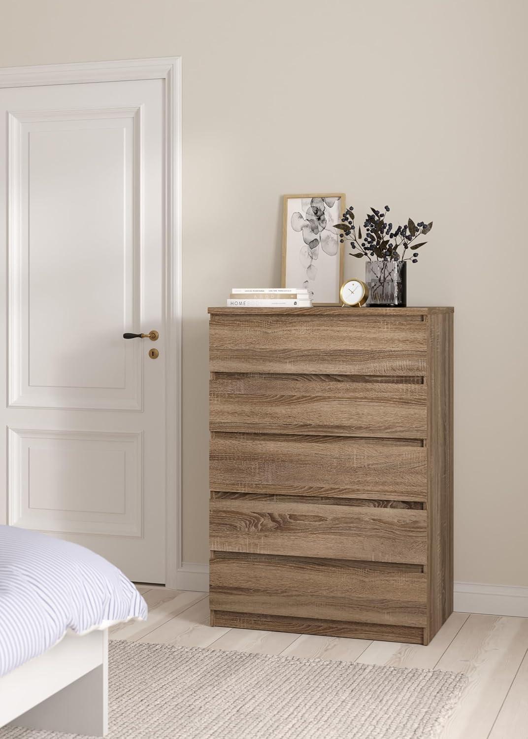 Wood Scottsdale 5 Drawer Chest in Truffle Gray-Tvilum