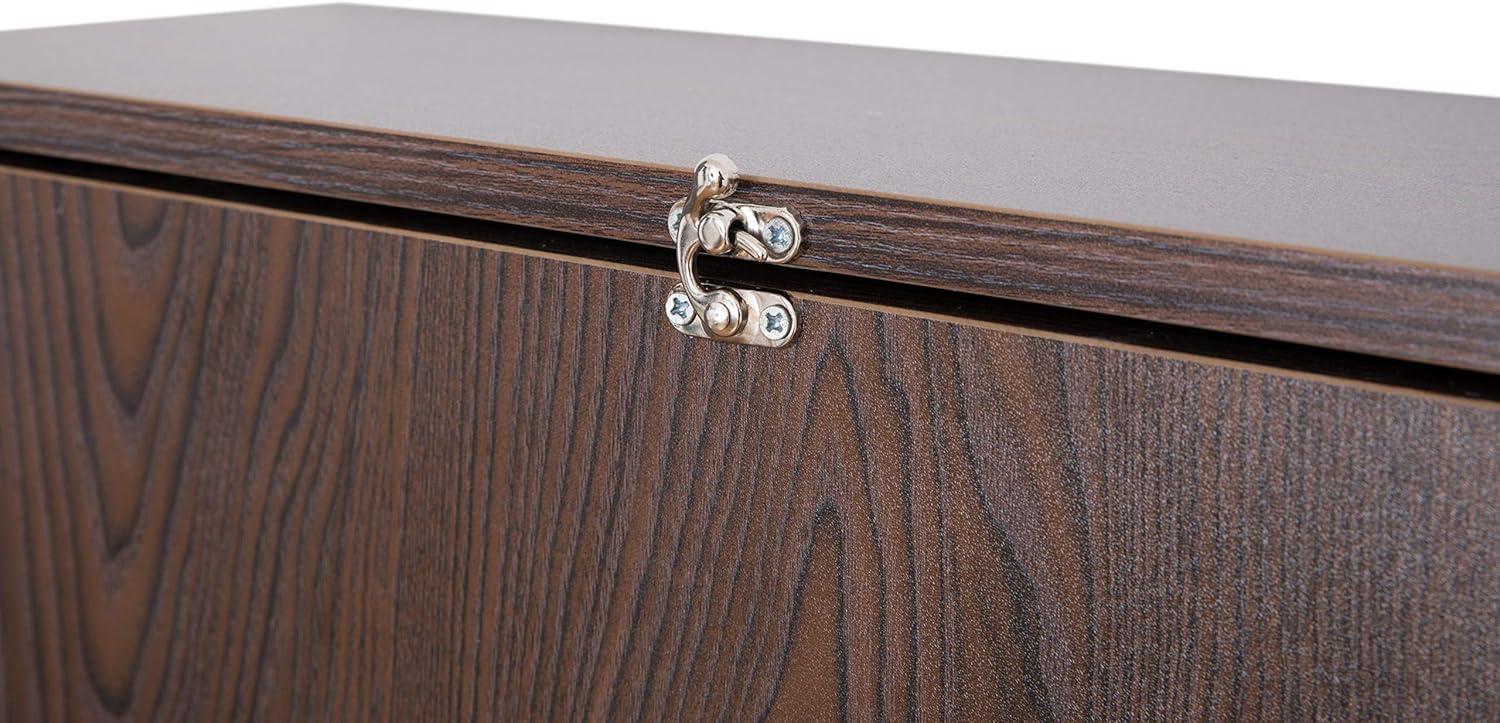 Basicwise Wall Mount Laptop Fold-out Desk with Shelves, Brown