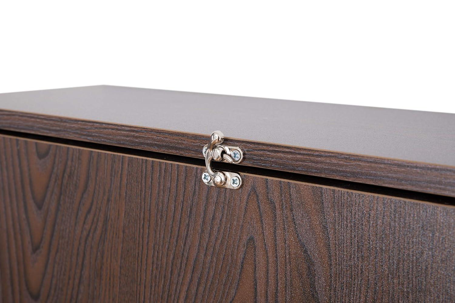 Basicwise Wall Mount Laptop Fold-out Desk with Shelves, Brown