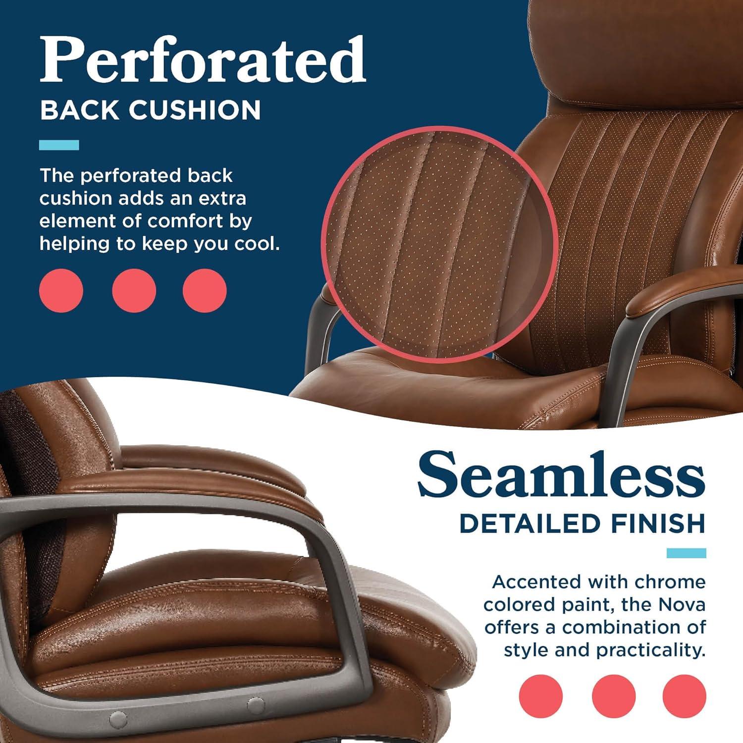 La-Z-Boy La-Z-Boy® Nova Executive Office Chair, Patented AIR Ergonomic Support Technology®, High-Back Premium Comfort & Support, Vegan PU Leather