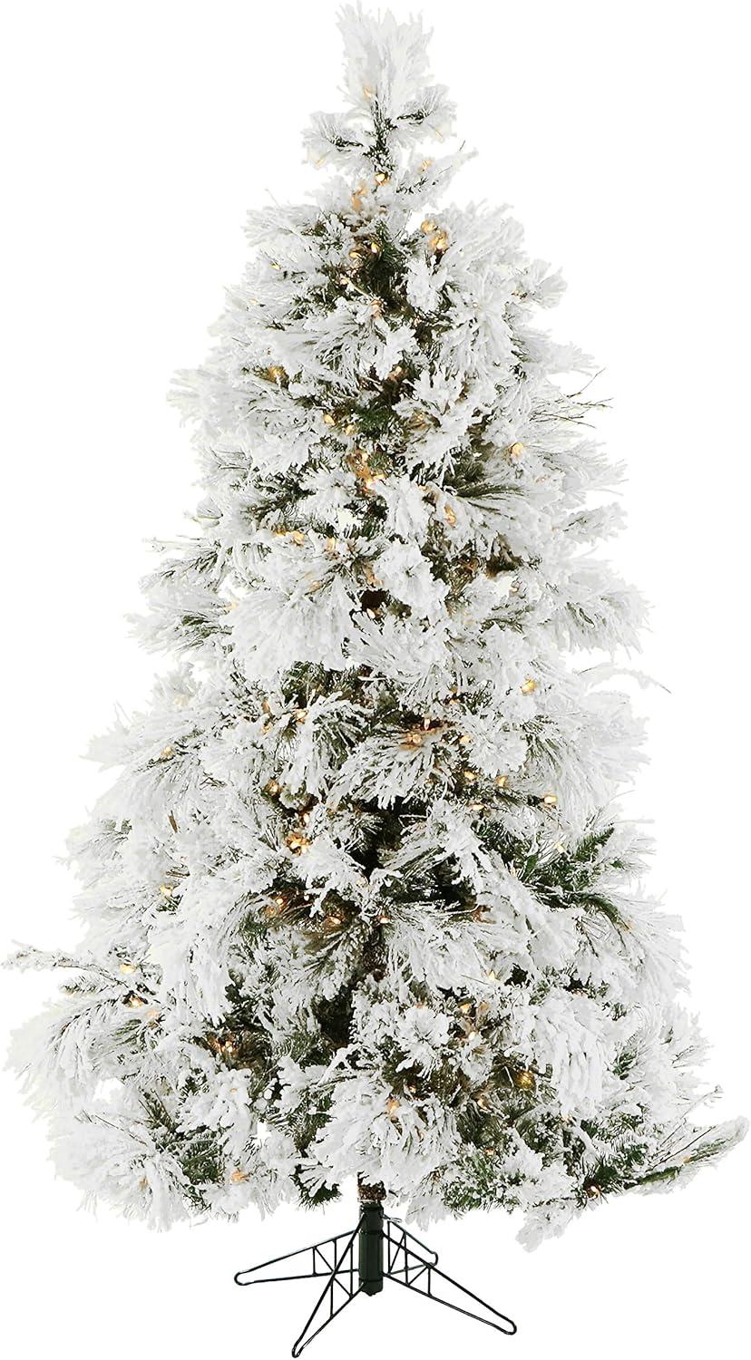 Fraser Hill Farm Snowy Pine Flocked Artificial Christmas Tree