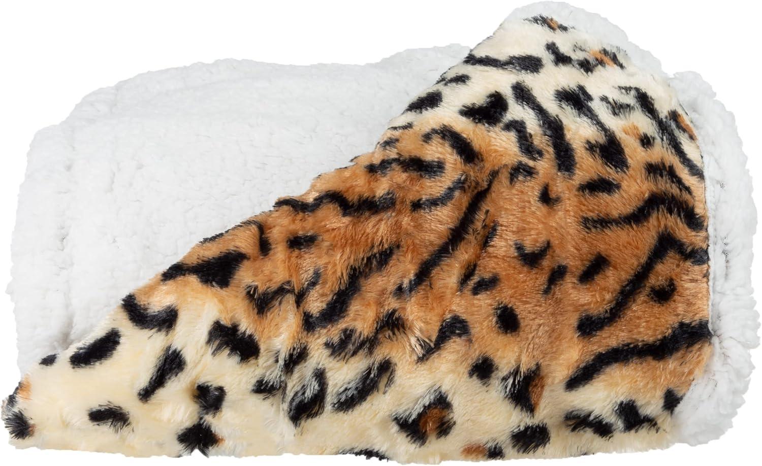 Sherpa Tiger Fleece Throw Blanket - 50x60-Inch Machine-Washable Reversible Throw - Fluffy Blankets for Couch, Chair, or Bed by Lavish Home