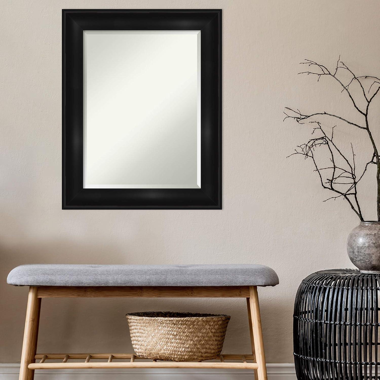 24" x 30" Non-Beveled Grand Black Wall Mirror - Amanti Art: Modern Rectangle, Polystyrene Frame