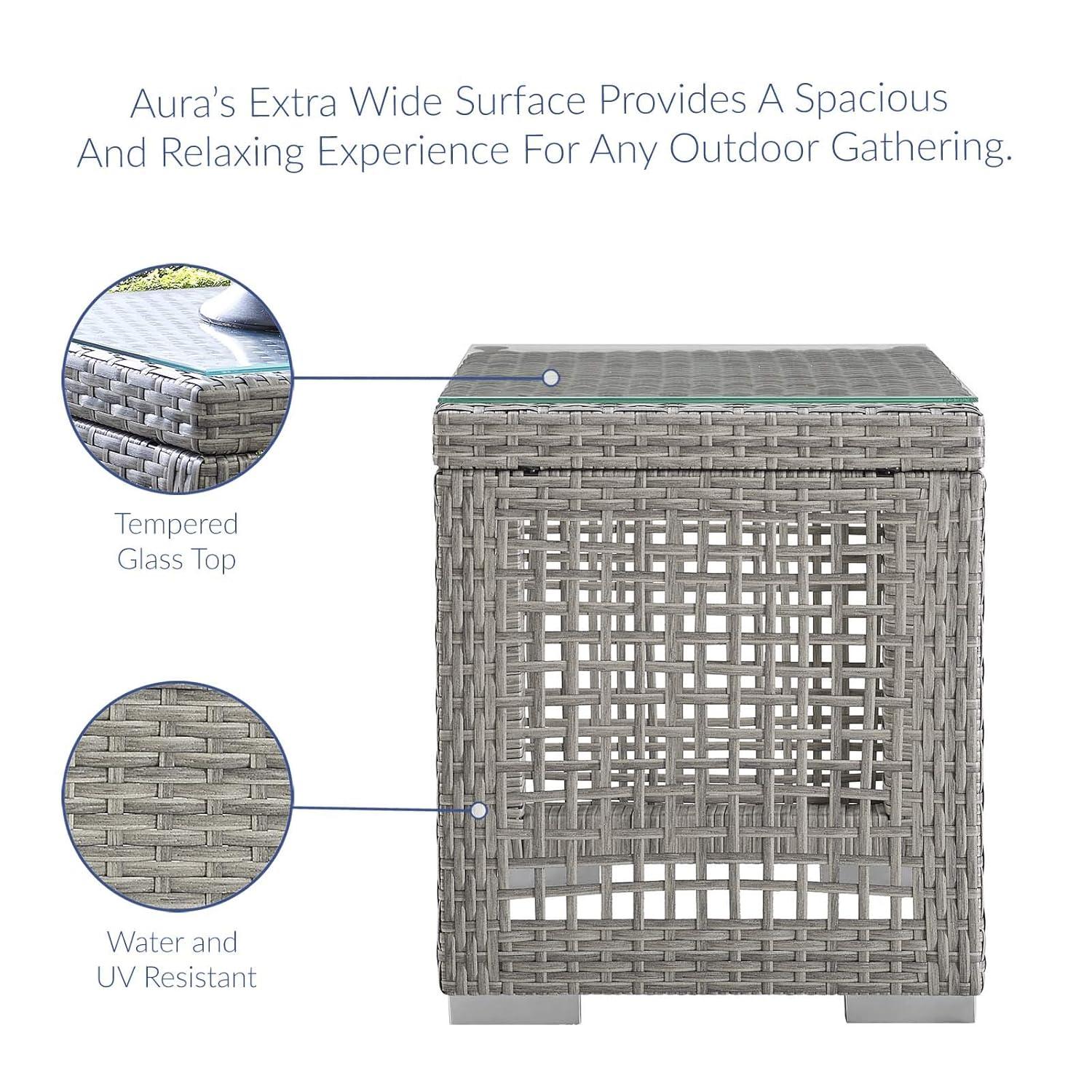 Modway Aura Outdoor Patio Wicker Rattan Side Table - Gray