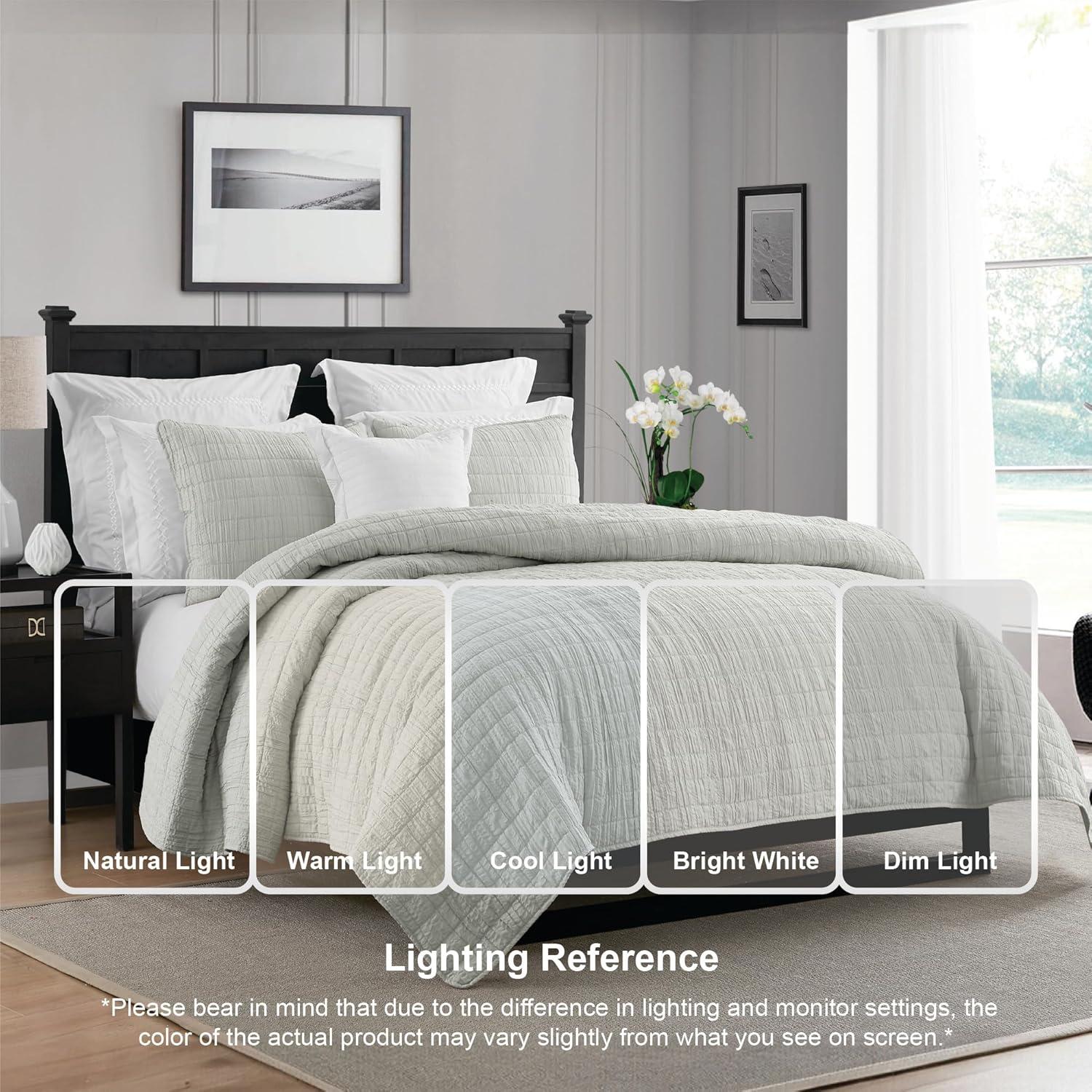 Swift Home Ultra Soft Crinkle Washed Microfiber 3-Piece Quilt Set