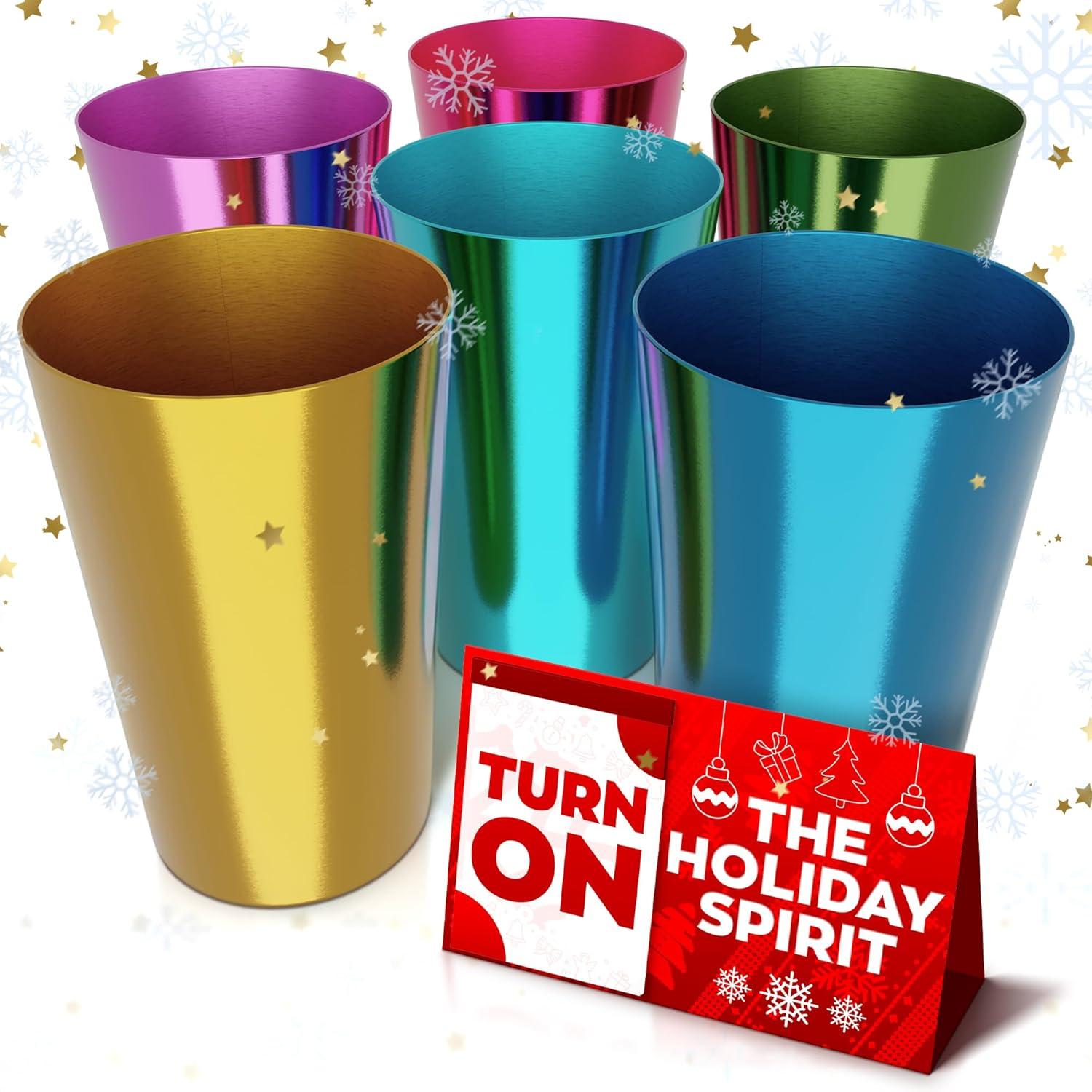 Colorful Retro Aluminum 16 Oz Tumblers - Set of 6