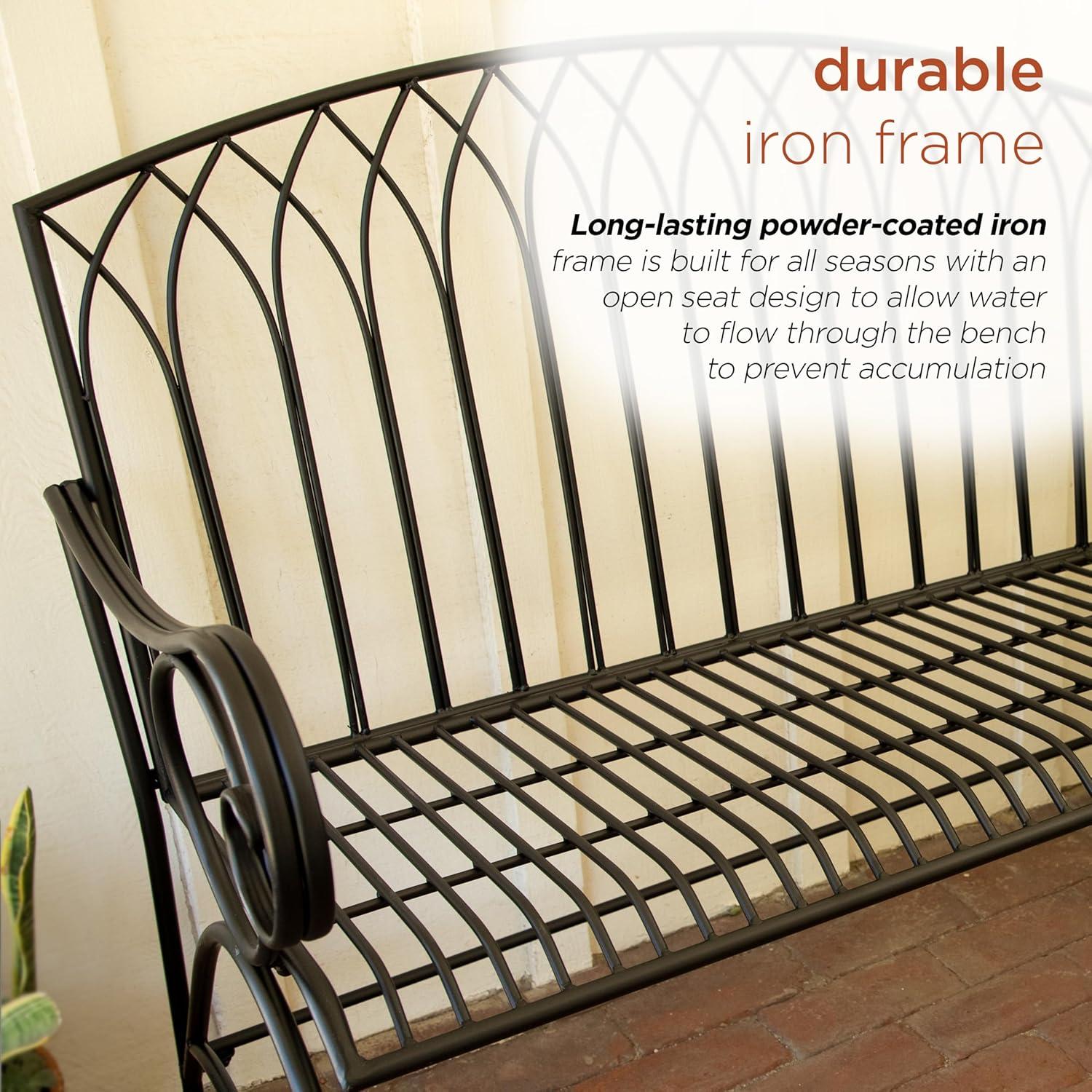Alpine Corporation 44" x 26" x 38" Decorative Metal Wire Garden Bench, Black