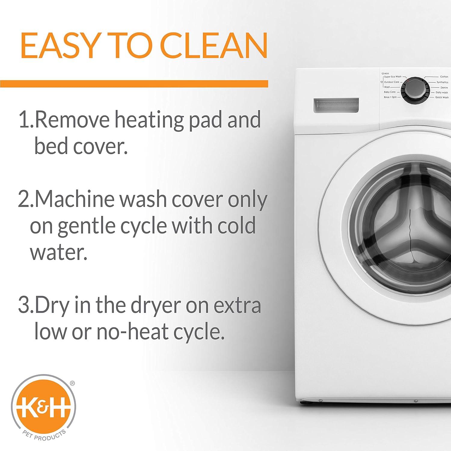 K&H Pet Products Thermo-Kitty Cuddle Up Indoor Heated Cat Bed for Dogs & Cats, Washable Pet Bed, Round Thermal Cat Mat with Short Bolster - Mocha 16 Inches