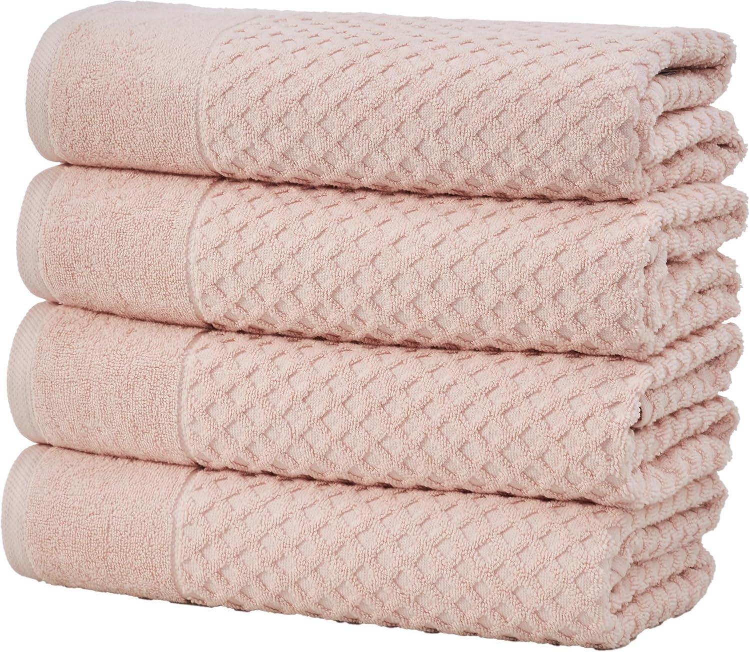 FreshFolds 100% Cotton Lattice Texture Bath Towels (Set of 4)