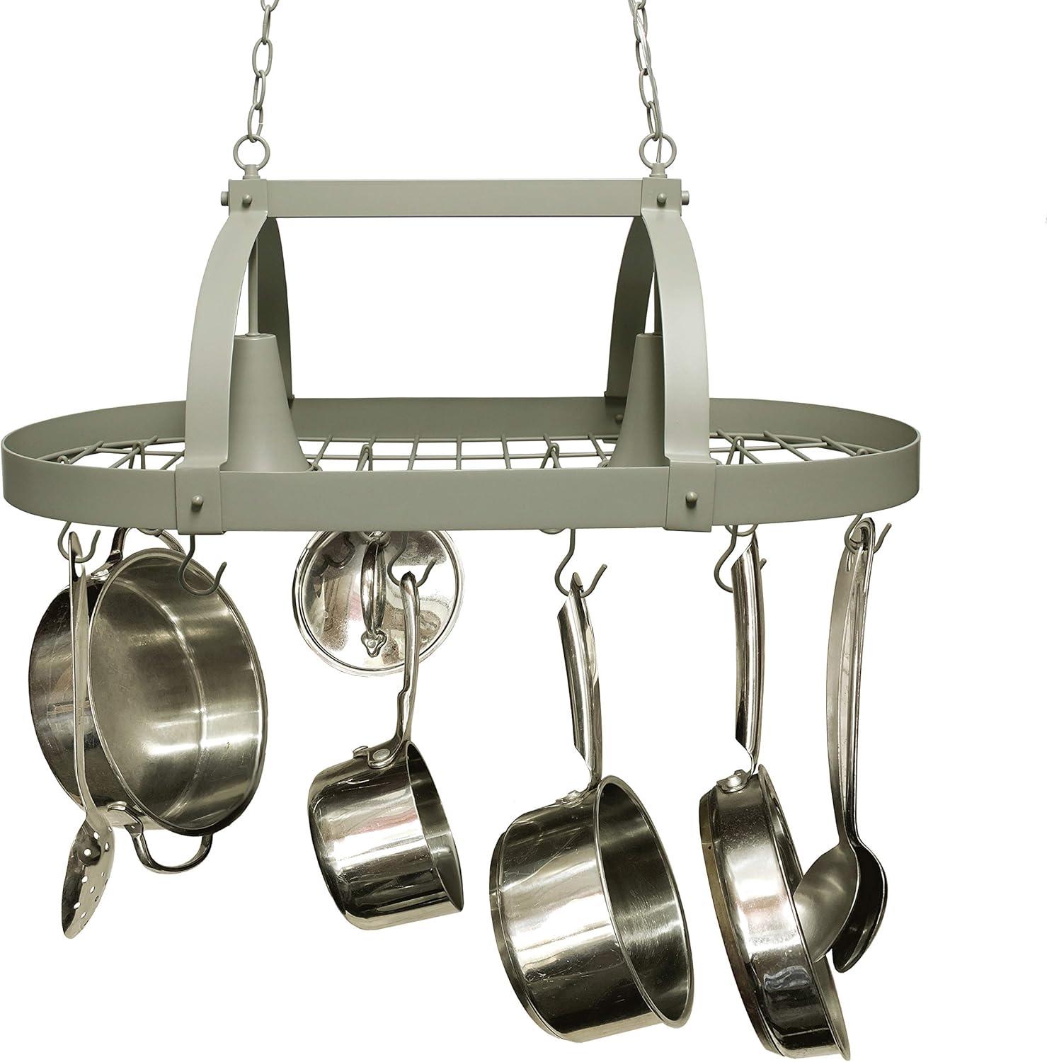 Elegant Designs Slate Gray 2 Light Kitchen Pot Rack with Downlights