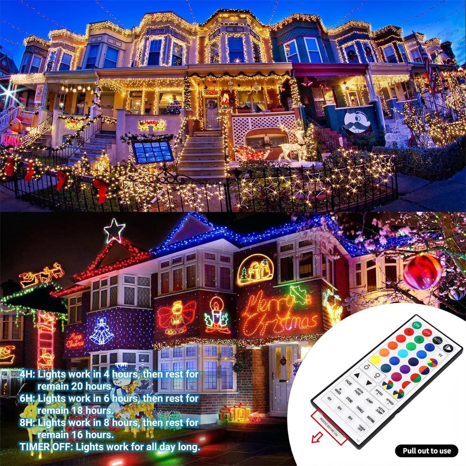 Home Lighting 66ft Christmas Decorative Mini Lights, 200 LED Green Wire Fairy Starry String Lights Plug in, 8 Lighting Modes, for Indoor Outdoor Xmas Tree Wedding Party Decoration (Blue)