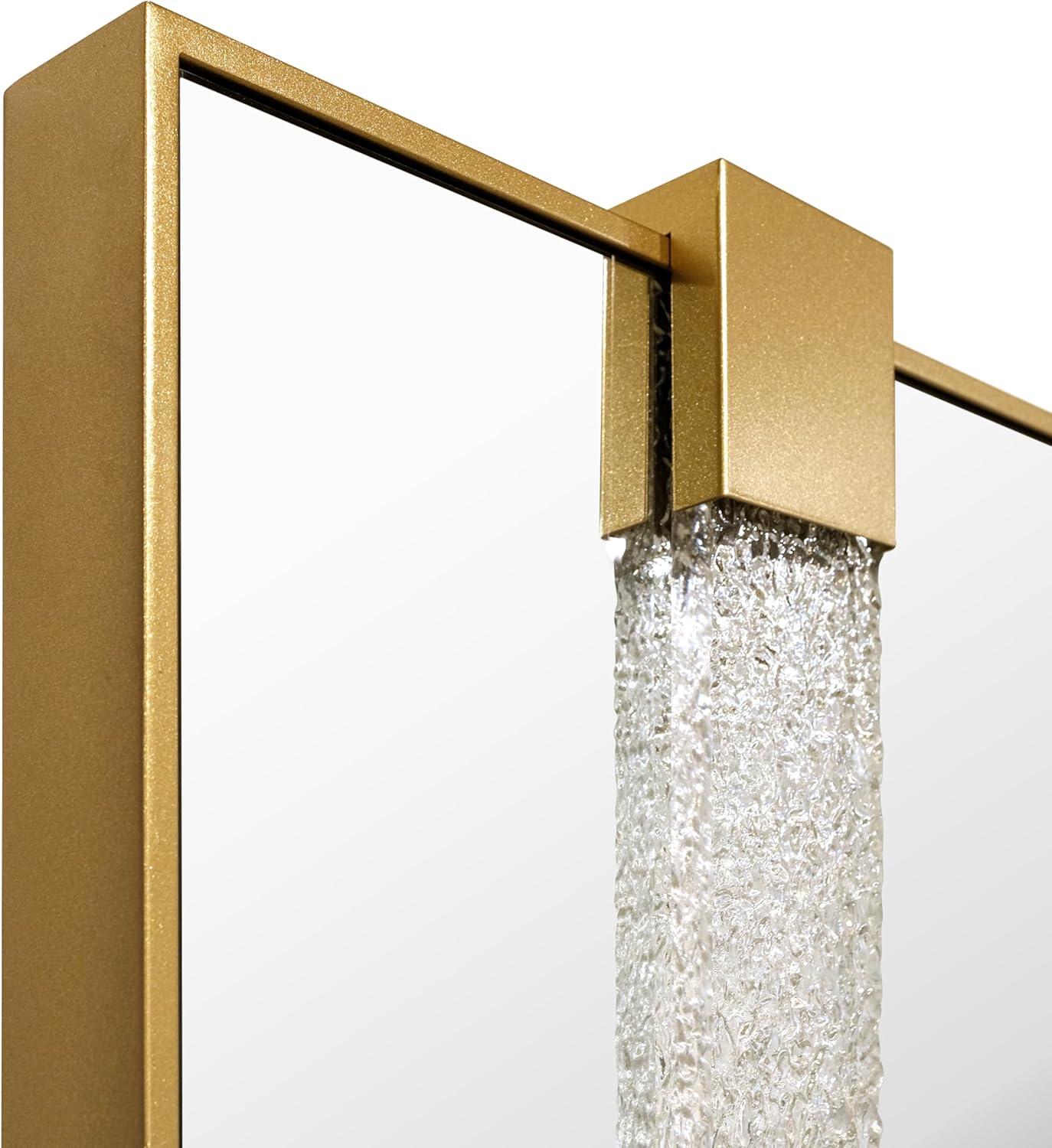 Empire Art Direct "Gleaming Horizon Wall Mirror" 40"x80" with Textured Acrylic Embellished, on Gold Iron Frame