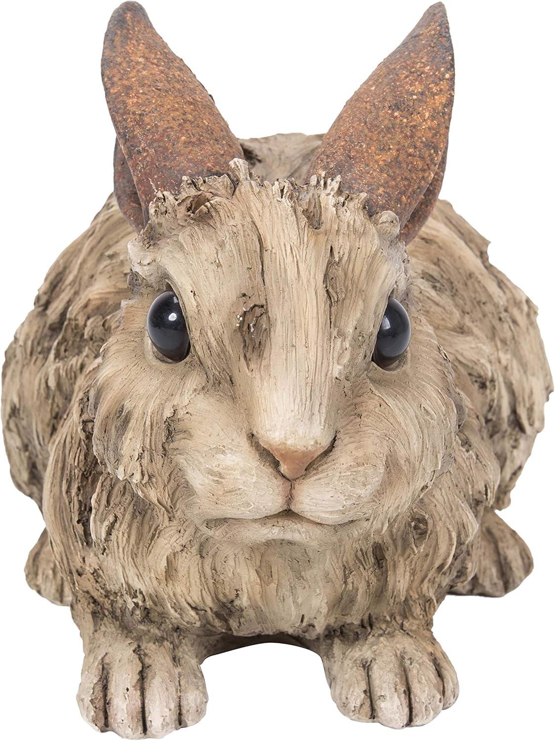 Hi-Line Gift 24” Driftwood Rabbit Garden Statue, Lightweight Polyresin
