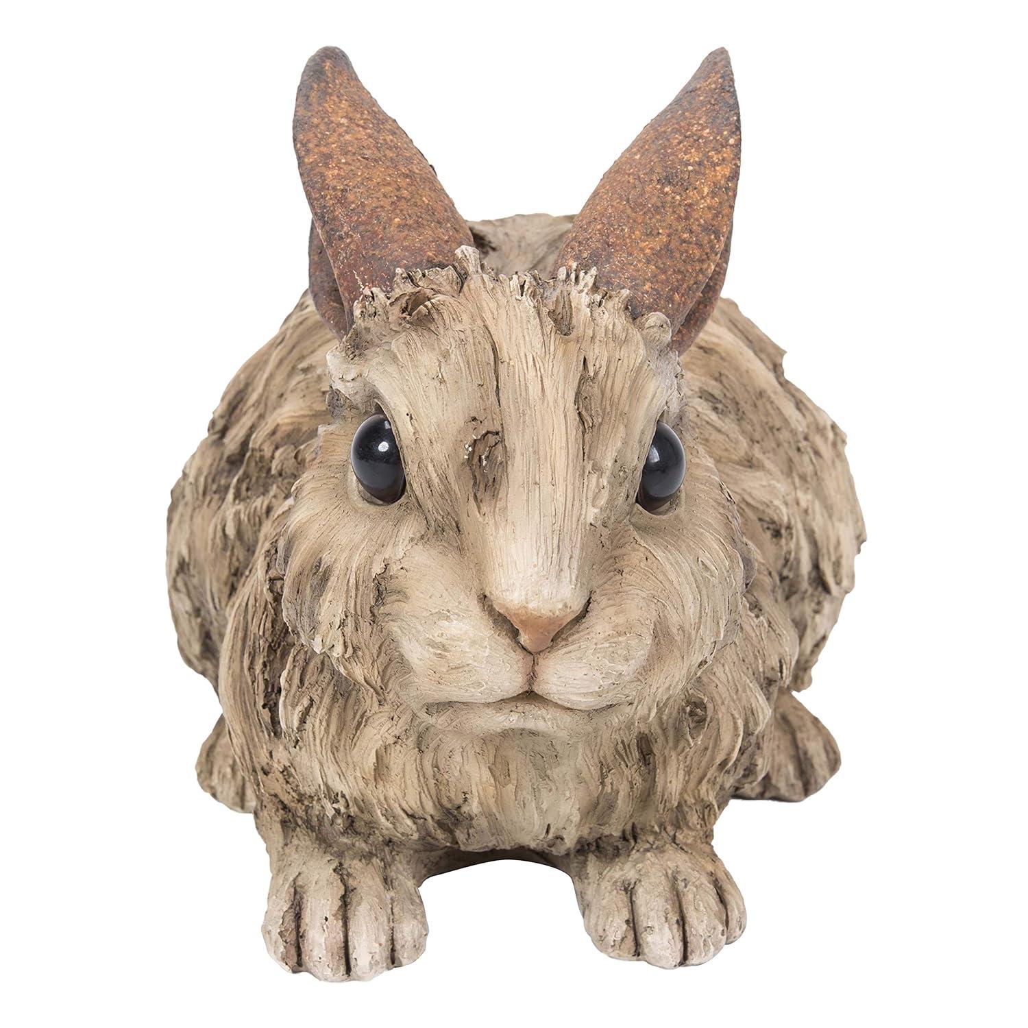 Hi-Line Gift 24” Driftwood Rabbit Garden Statue, Lightweight Polyresin