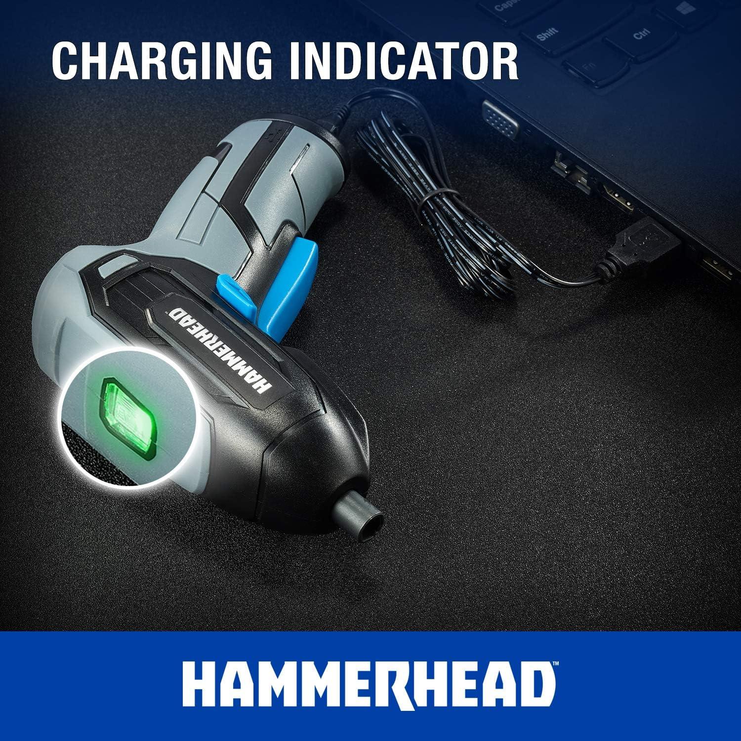 Hammerhead Rechargeable 4V Cordless Screwdriver with 9pcs Bit HCSD