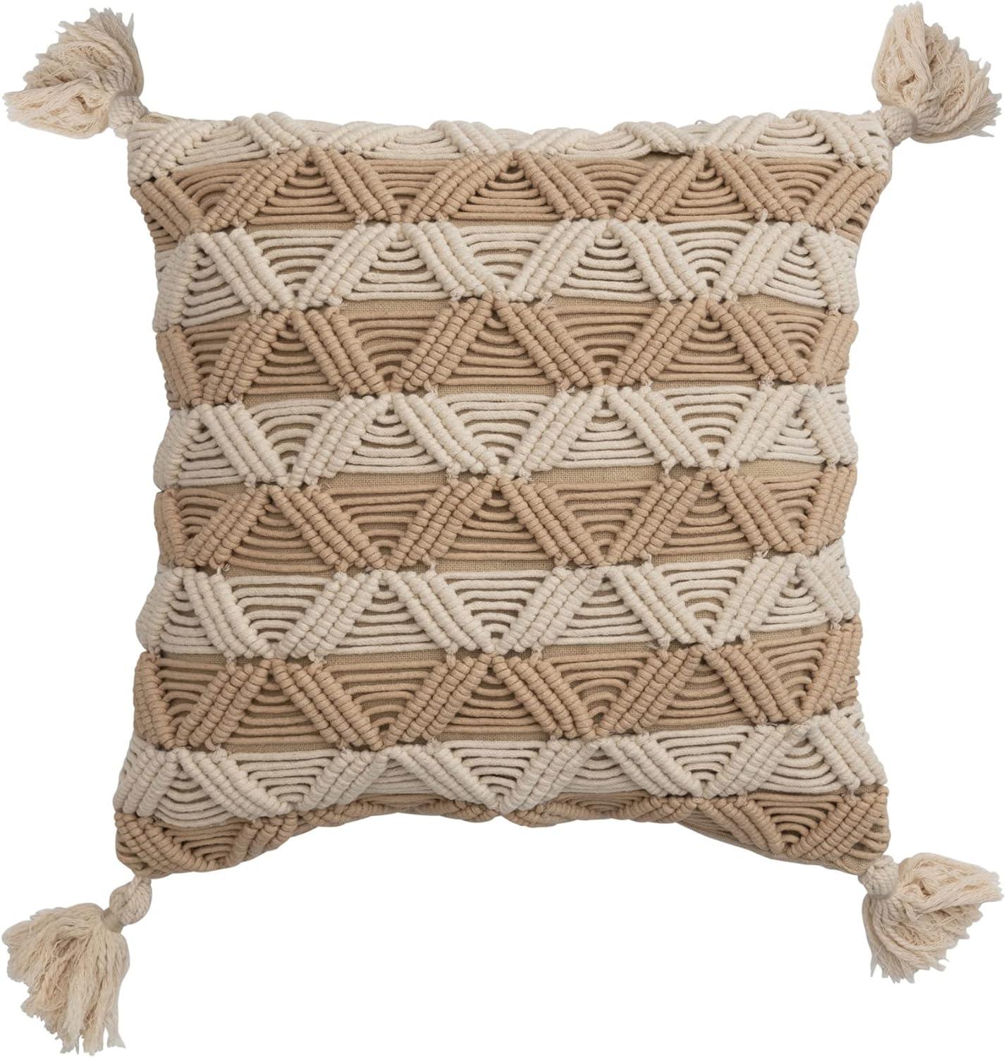 Creative Co-Op Tassels Cotton Throw Pillow