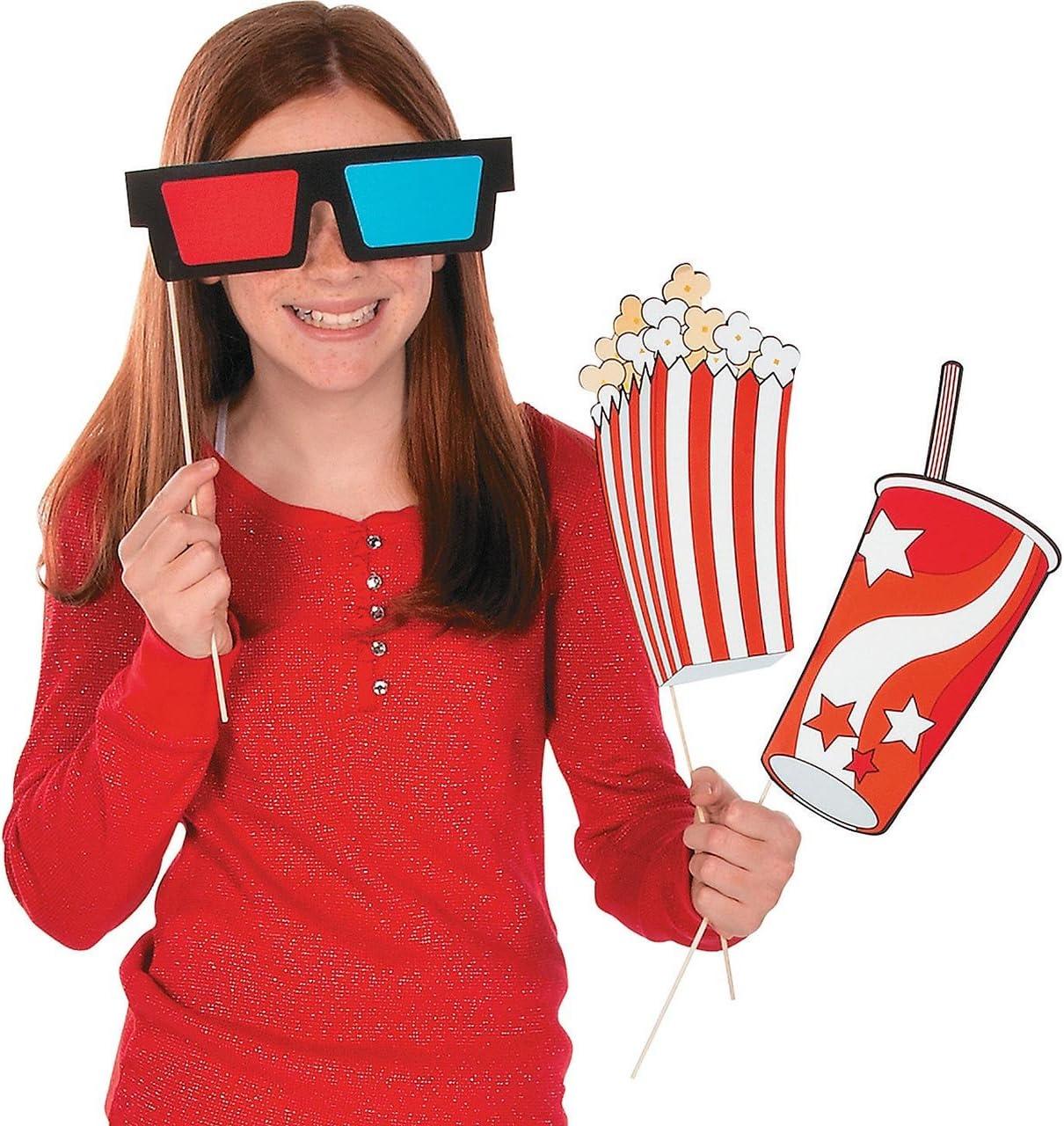 Movie Night Photo Stick Props - 12 Pieces