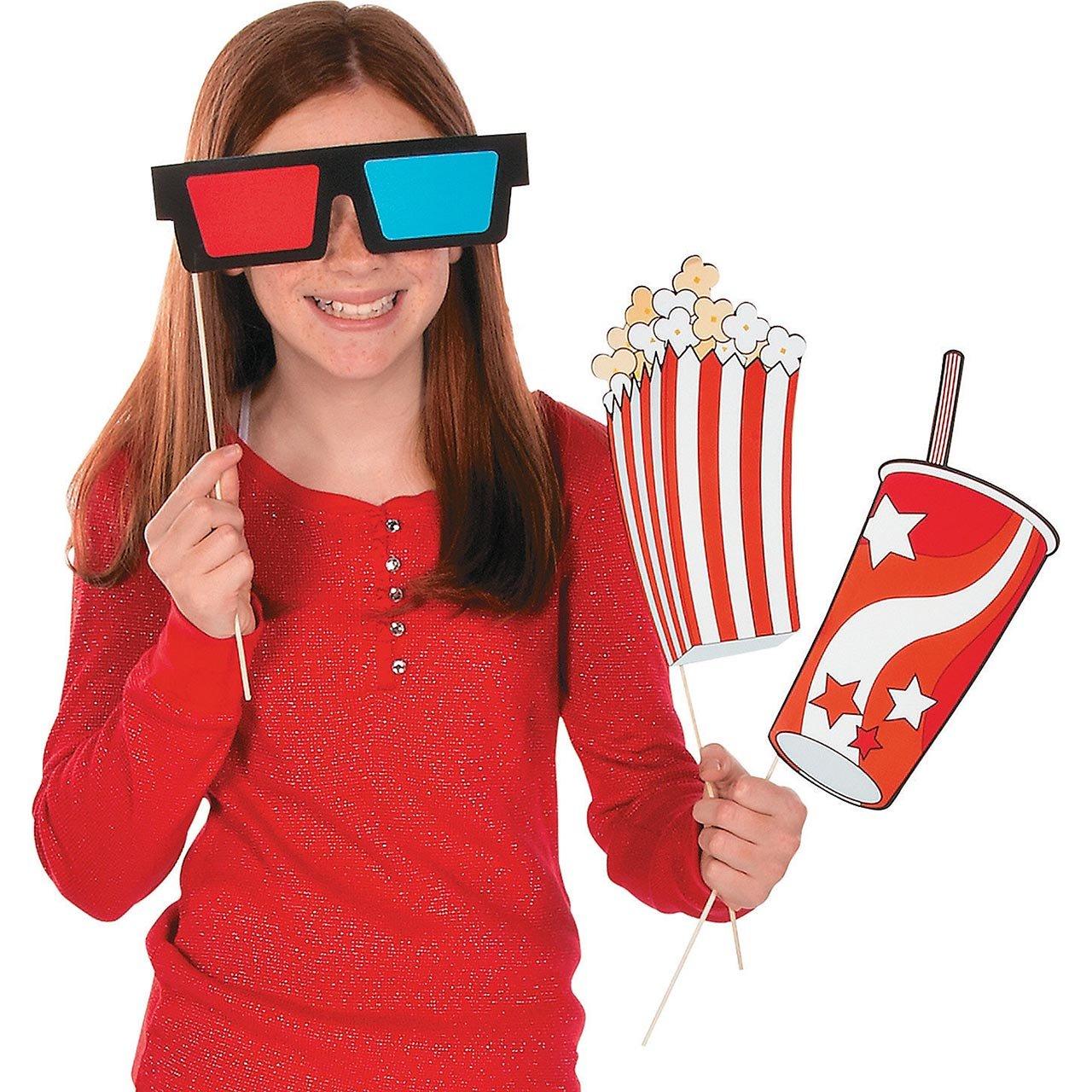 Movie Night Photo Stick Props - 12 Pieces