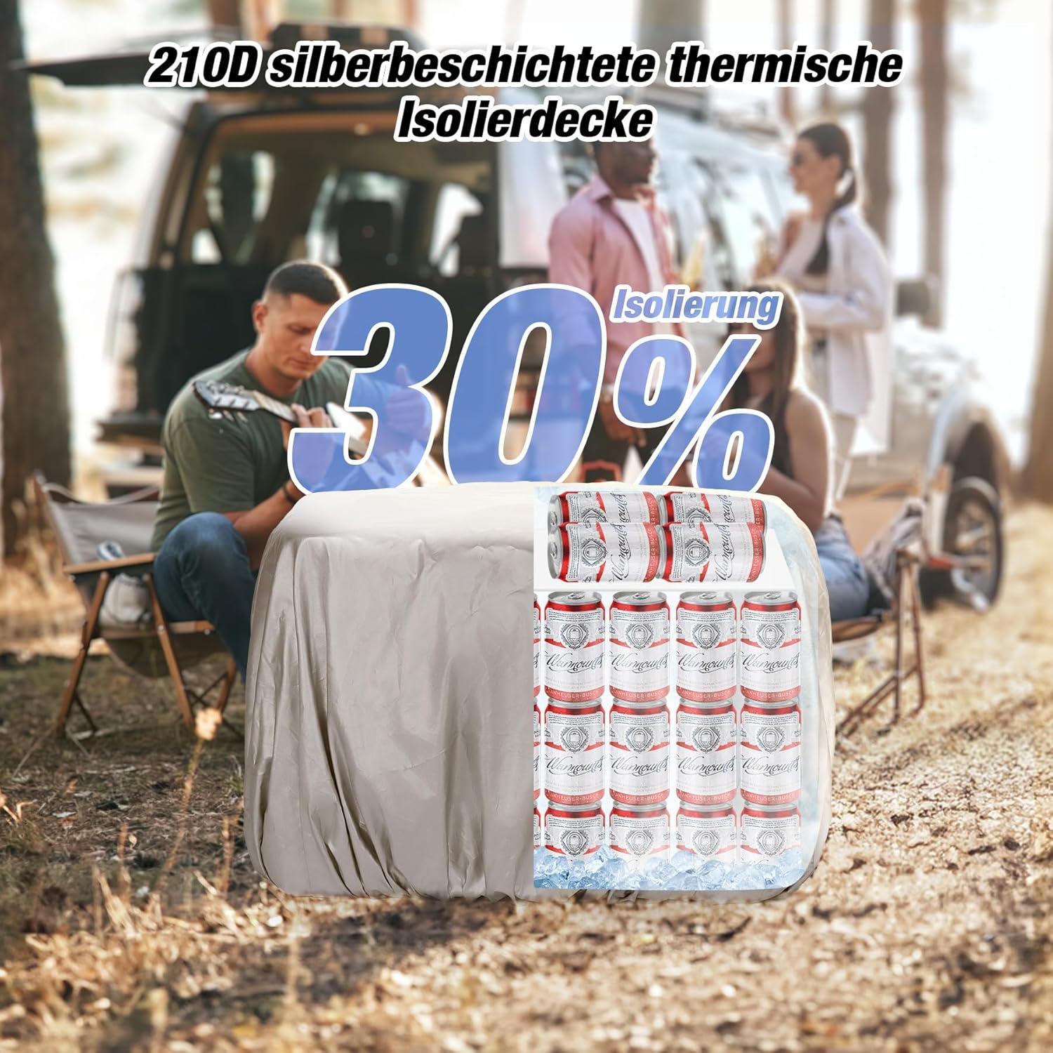 WARMOUNTS Soft Cooler Bag 48 Cans & Insulated Bag 2 in 1, w/ Insulating Cover, Upgraded Leakproof Camping Cooler Bag 2 Compartment for Camping Hiking Picnic Beach