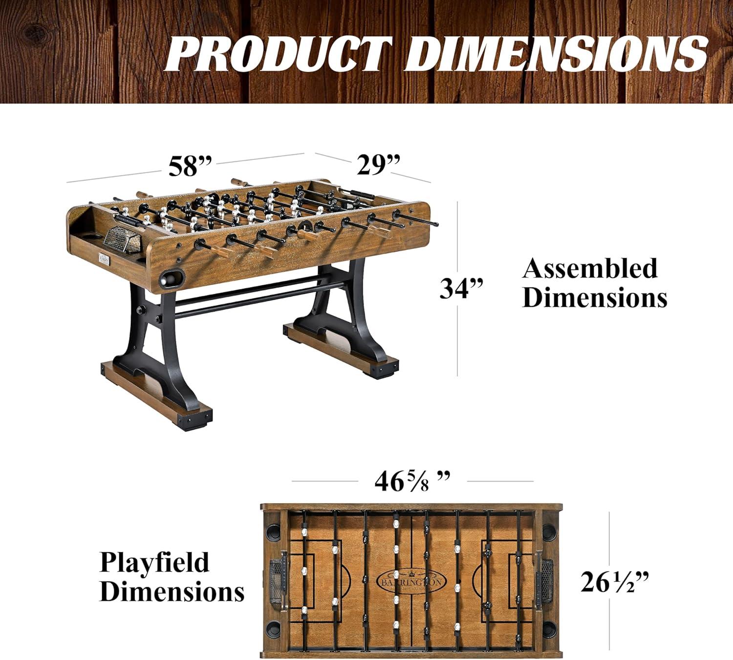 Barrington 58'' Wood and Black Metal Foosball Table