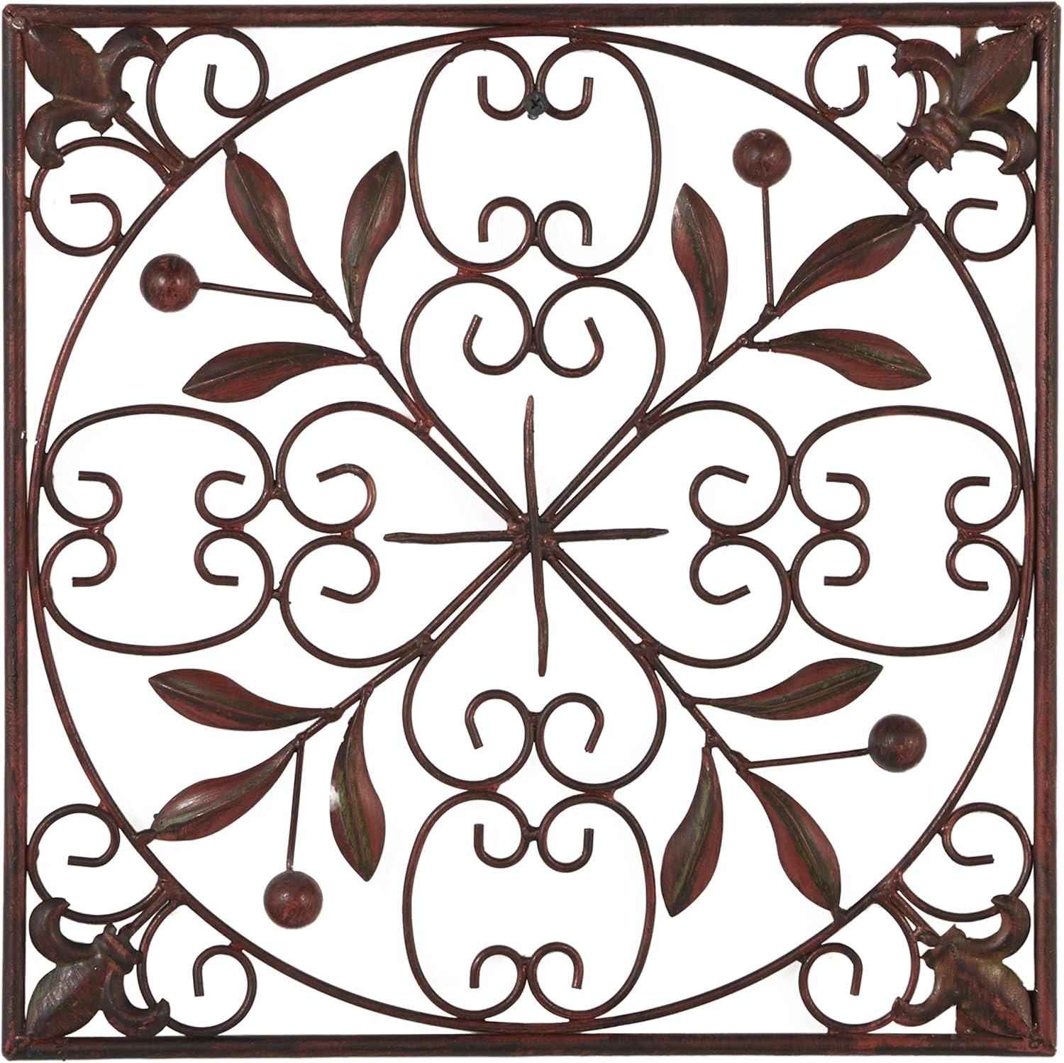 Rustic Brown Metal Scroll Wall Sculpture Set of 4