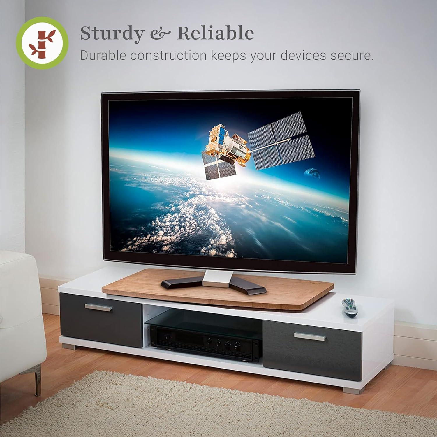 Prosumers Choice | Natural Bamboo TV Swivel Center Stand for TV, 21-Inch Base, Black 360Â° Rotation