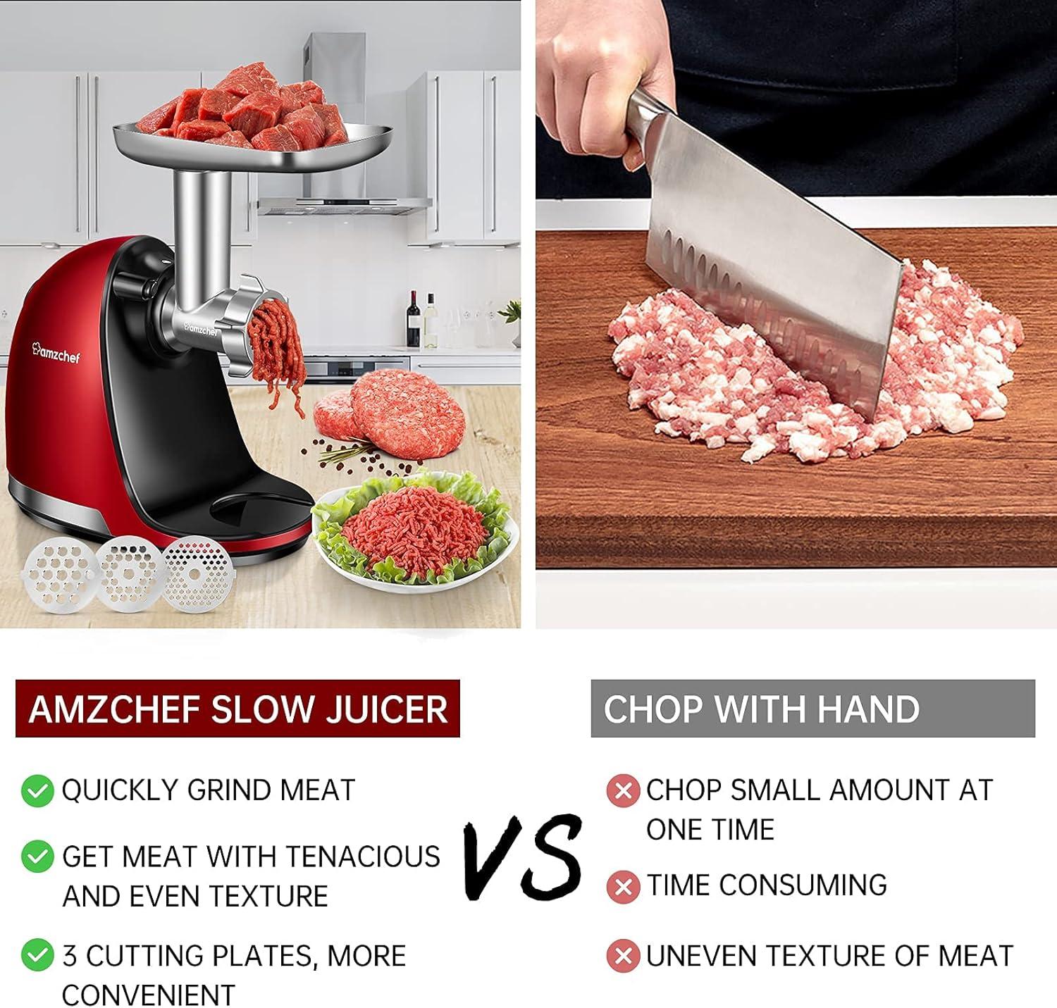 Slicer Shredder Attachments for AMZCHEF Slow Masticating Juicer ZM1501&GM3001 Rotary Cheese Grater Mandoline Vegetable Slicer for Fruit,Vegetables,Nuts with 3 Interchangeable Blades (Stainless Steel)