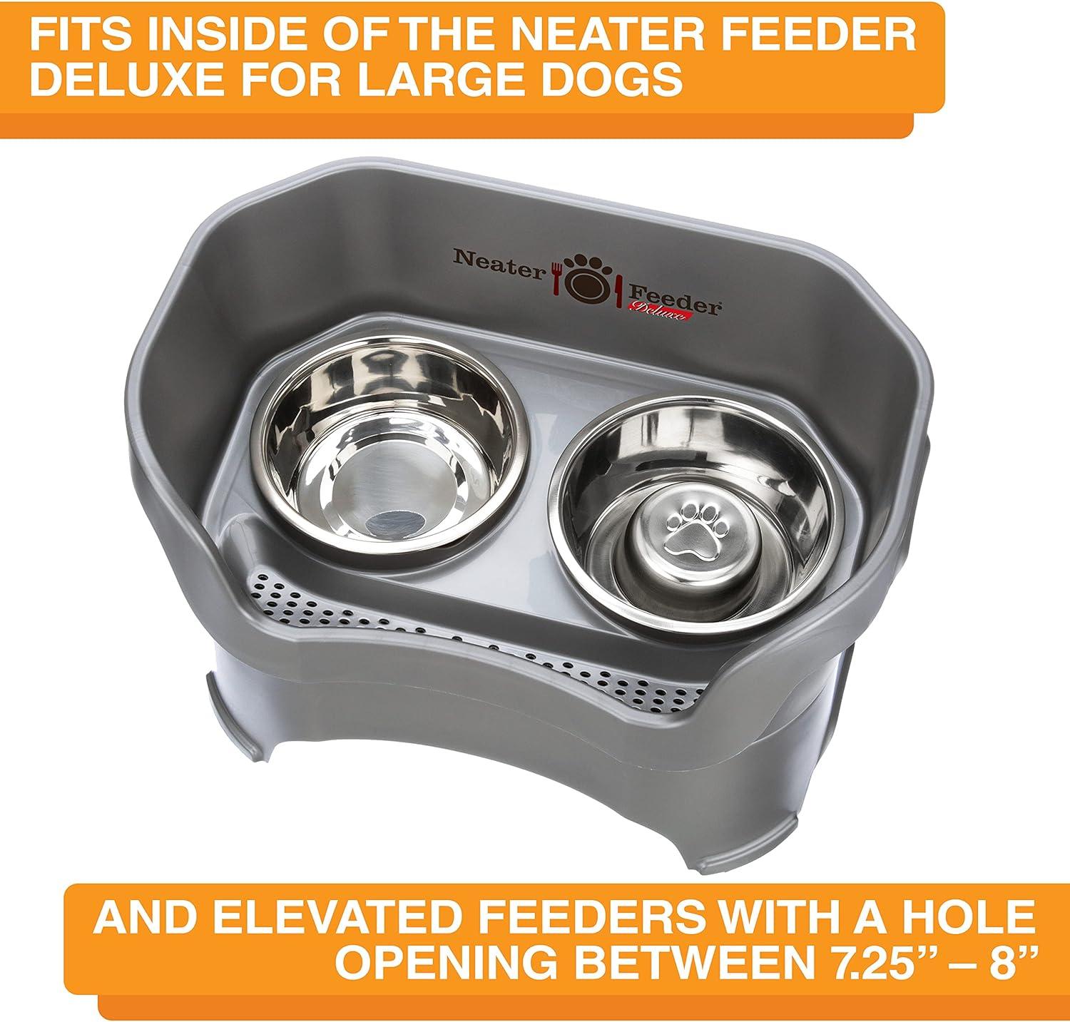 Neater Pets Stainless Steel Slow Feed Bowl - Improves Digestion, Stops Obesity, and Slows Down Eating - Fits in Medium Neater Feeder Deluxe and Most Elevated Feeders, 1 Cup